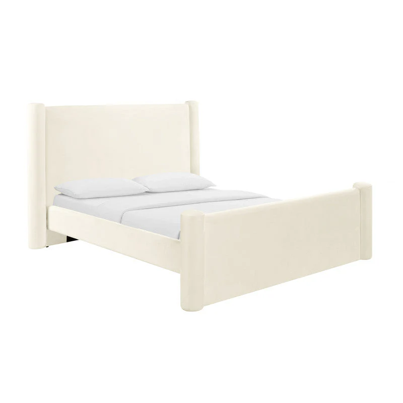Athara Cream Velvet King Bed - Image 3