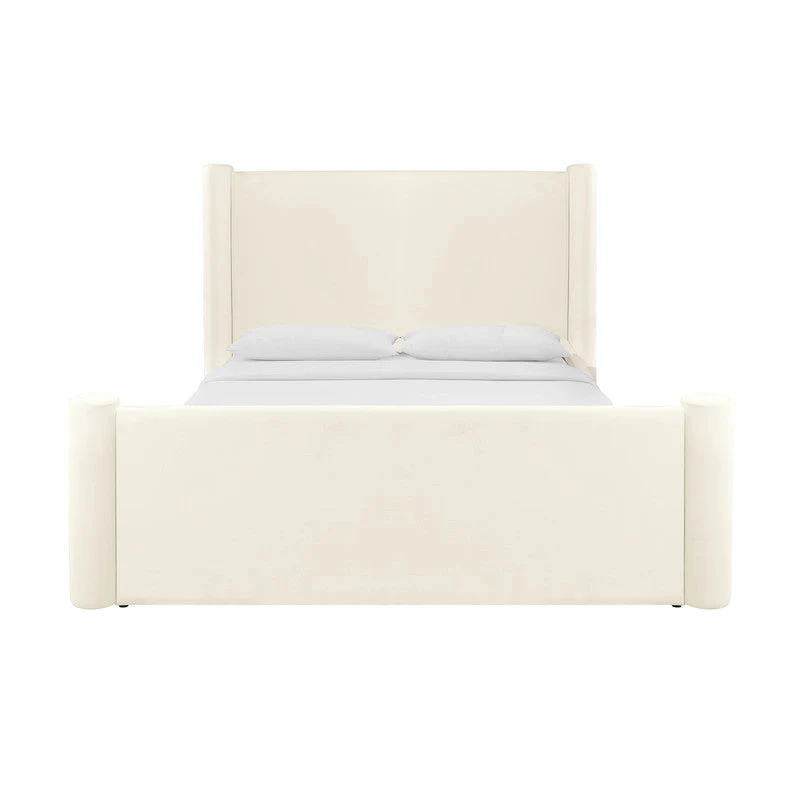 Athara Cream Velvet King Bed - Image 4