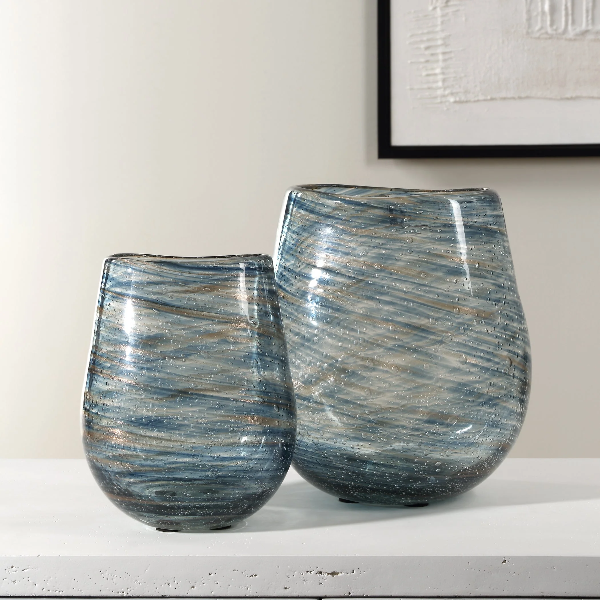 Aurora Swirl Glass Vases, S/2 - Image 2
