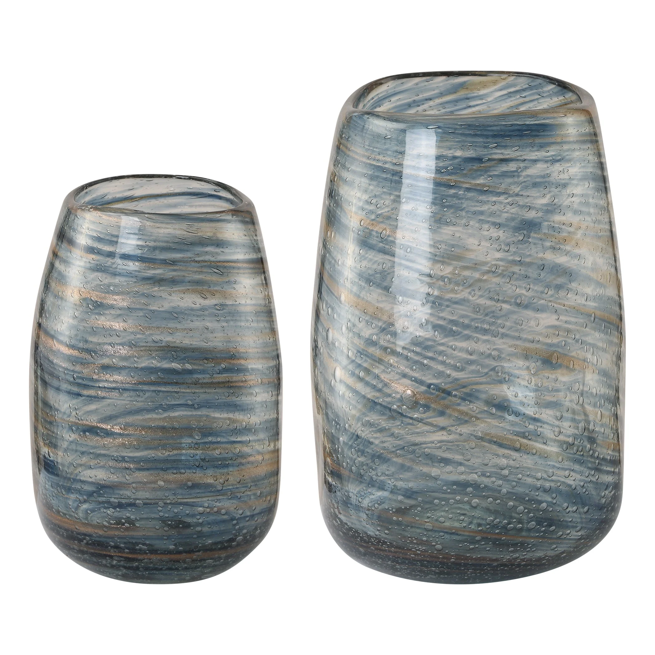 Aurora Swirl Glass Vases, S/2 - Image 3