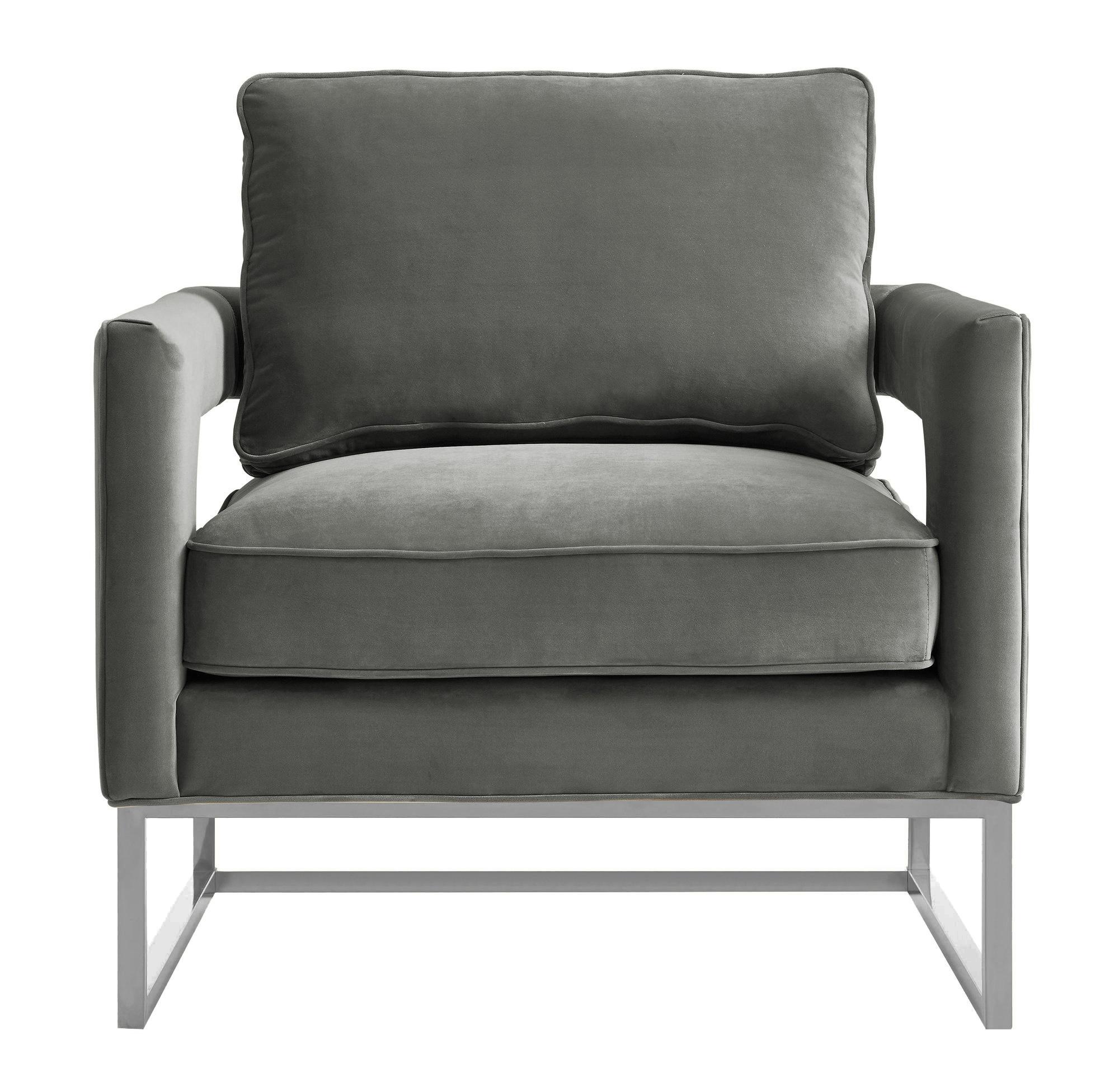 Avery Grey Velvet Chair - Silver Frame - Image 5