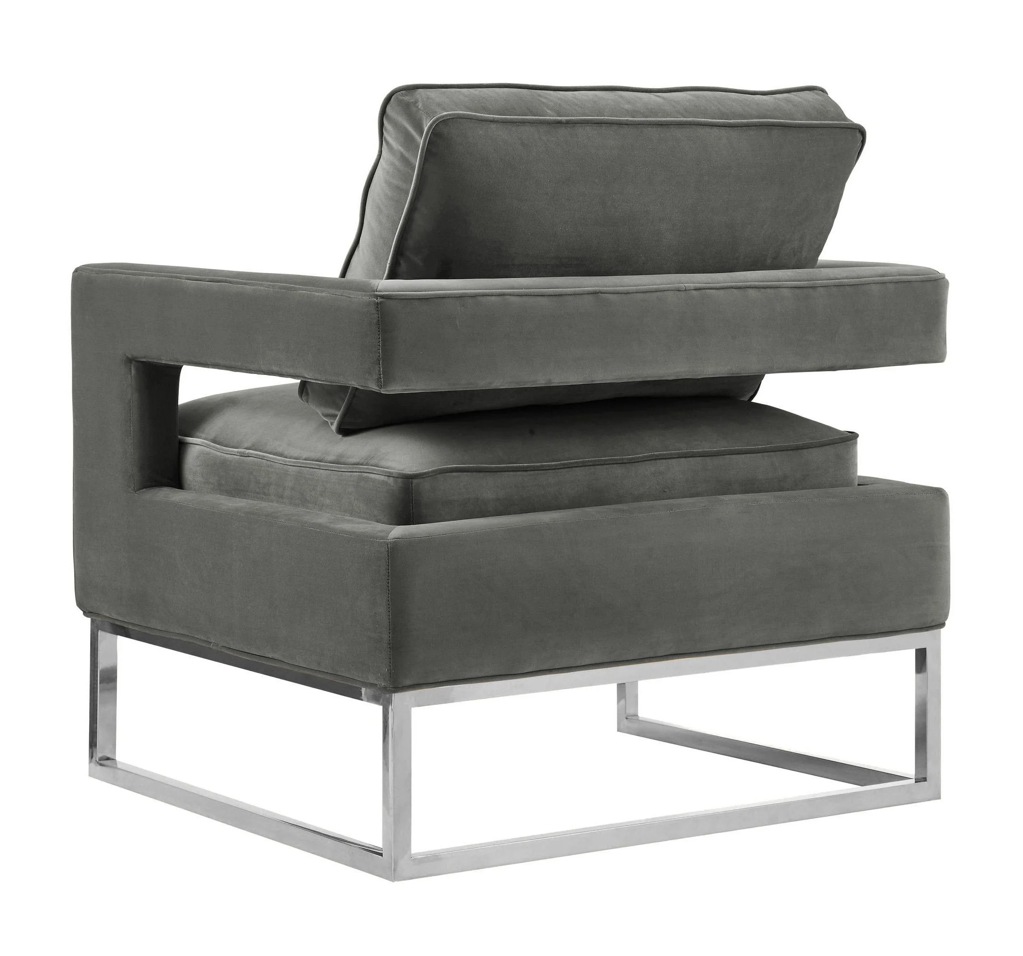 Avery Grey Velvet Chair - Silver Frame - Image 6