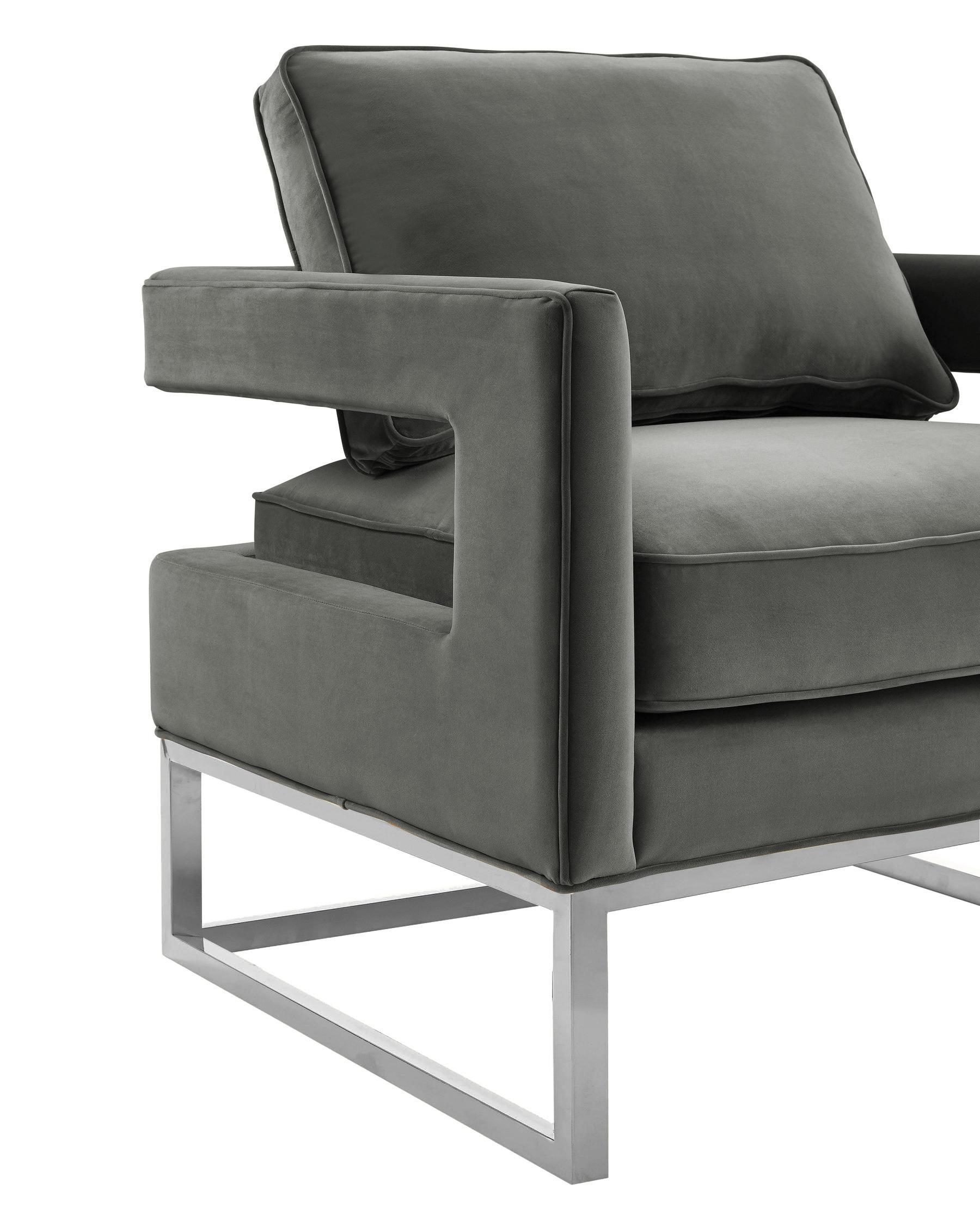 Avery Grey Velvet Chair - Silver Frame - Image 7