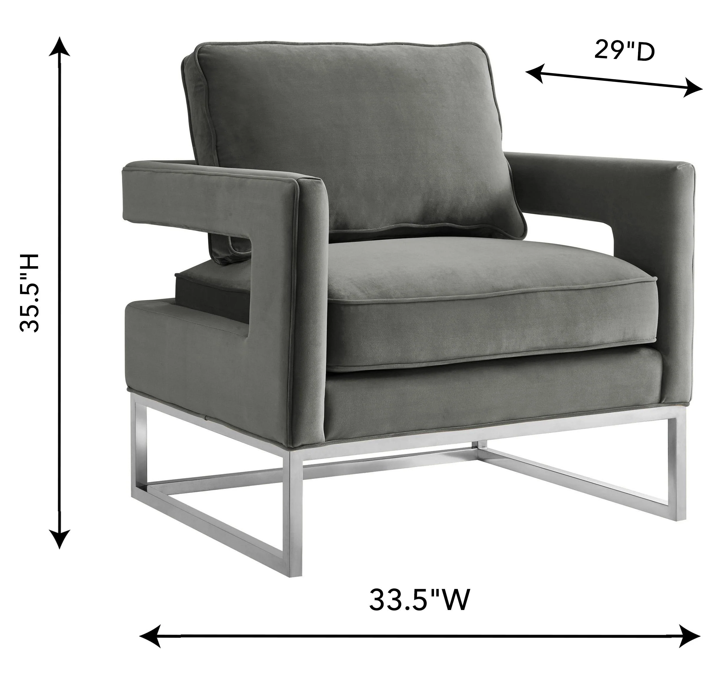 Avery Grey Velvet Chair - Silver Frame - Image 8