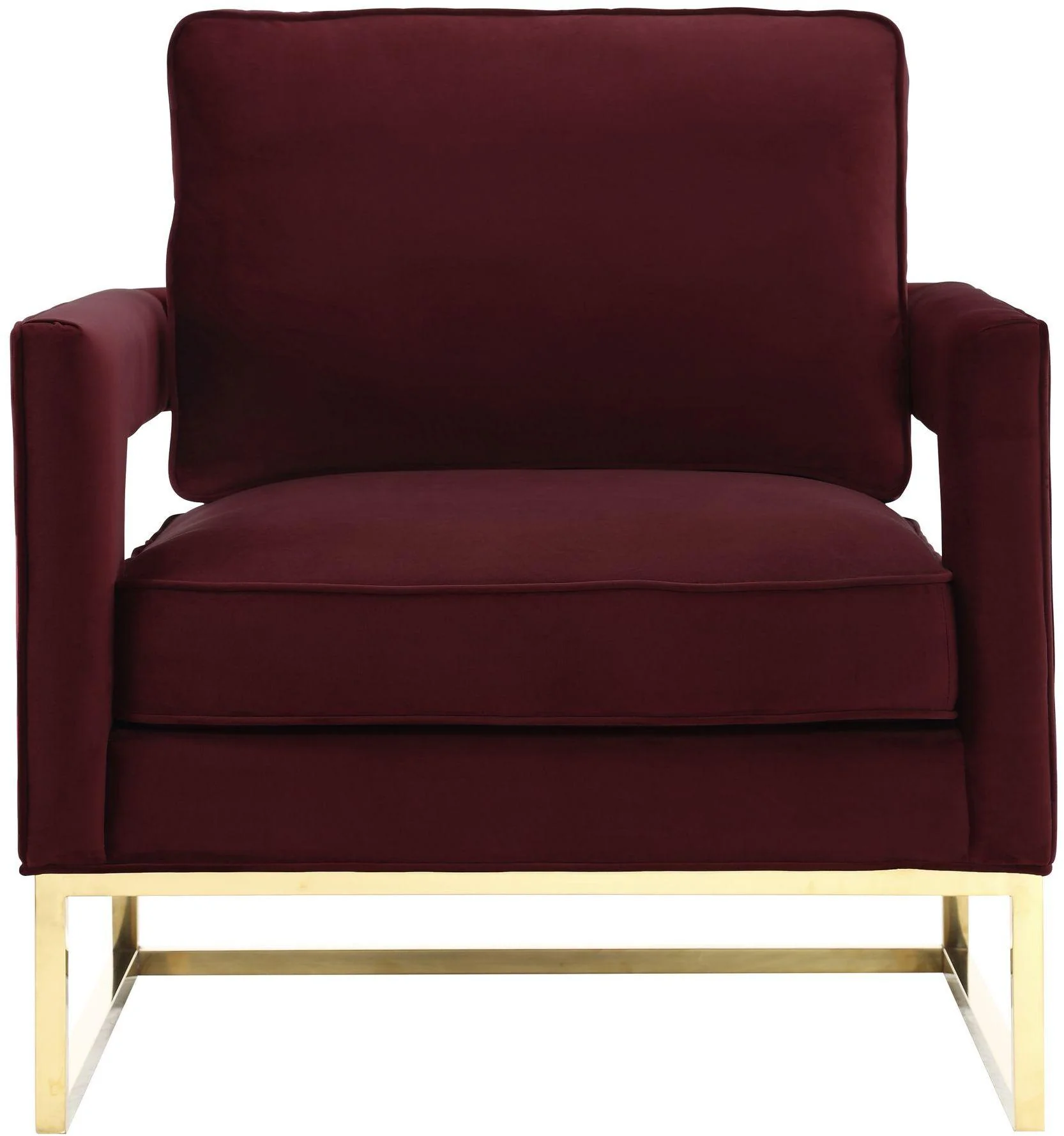 Avery Maroon Velvet Chair With Polished Gold Base - Image 5