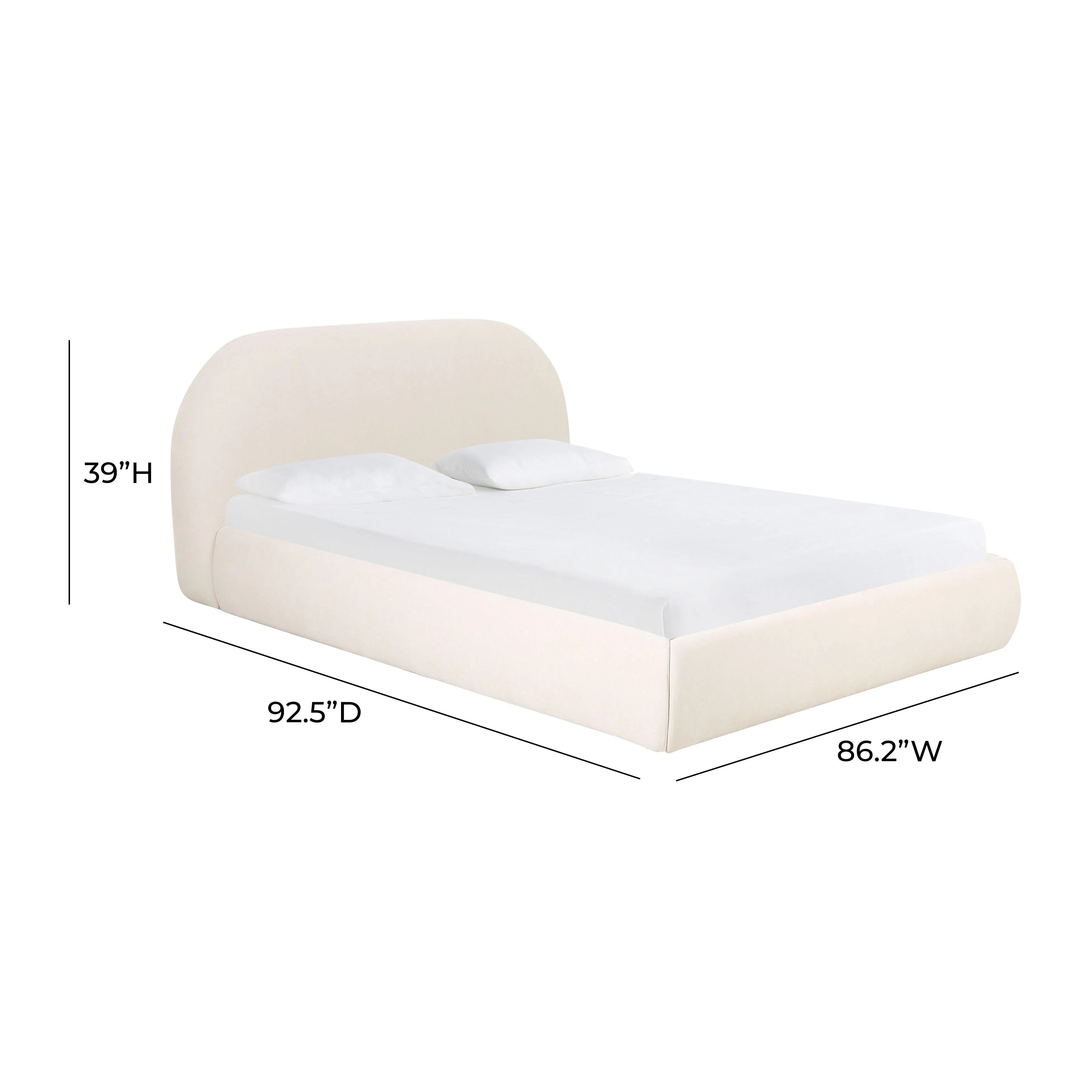 Bara Cream Textured Velvet King Bed - Image 7