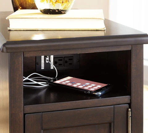 Barilanni Chairside End Table with USB Ports & Outlets - Image 8