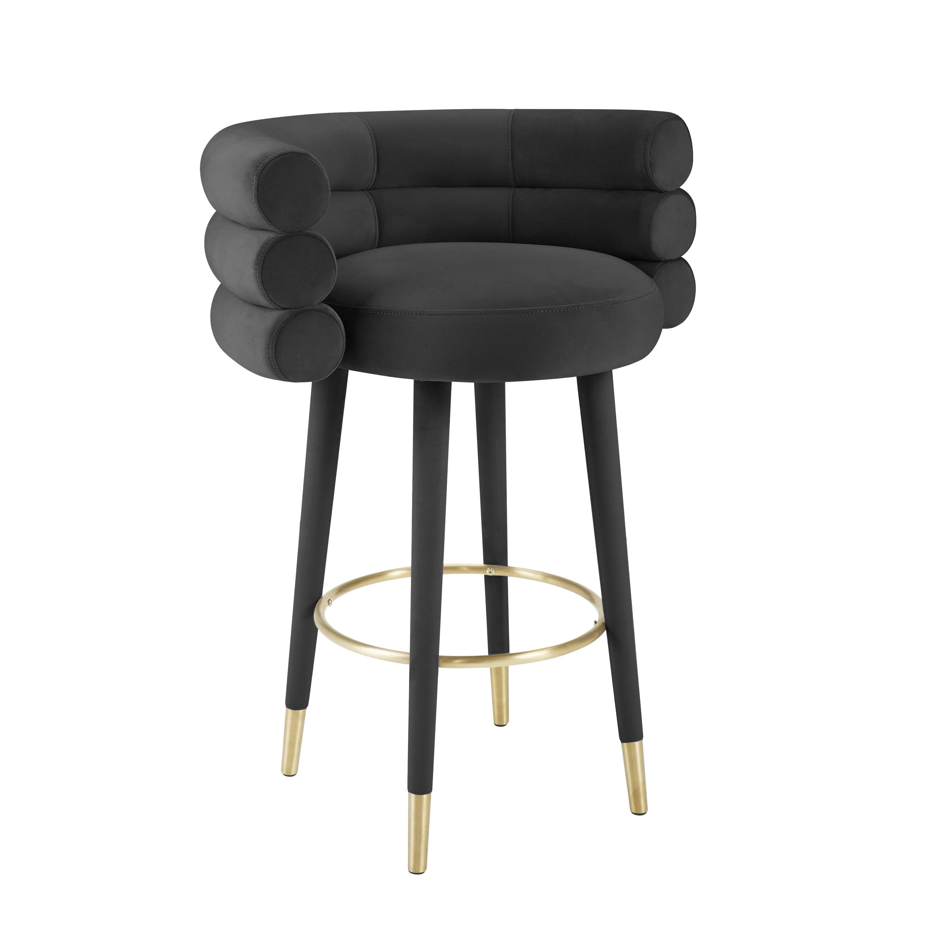 Betty Black Velvet Barstool - Image 3
