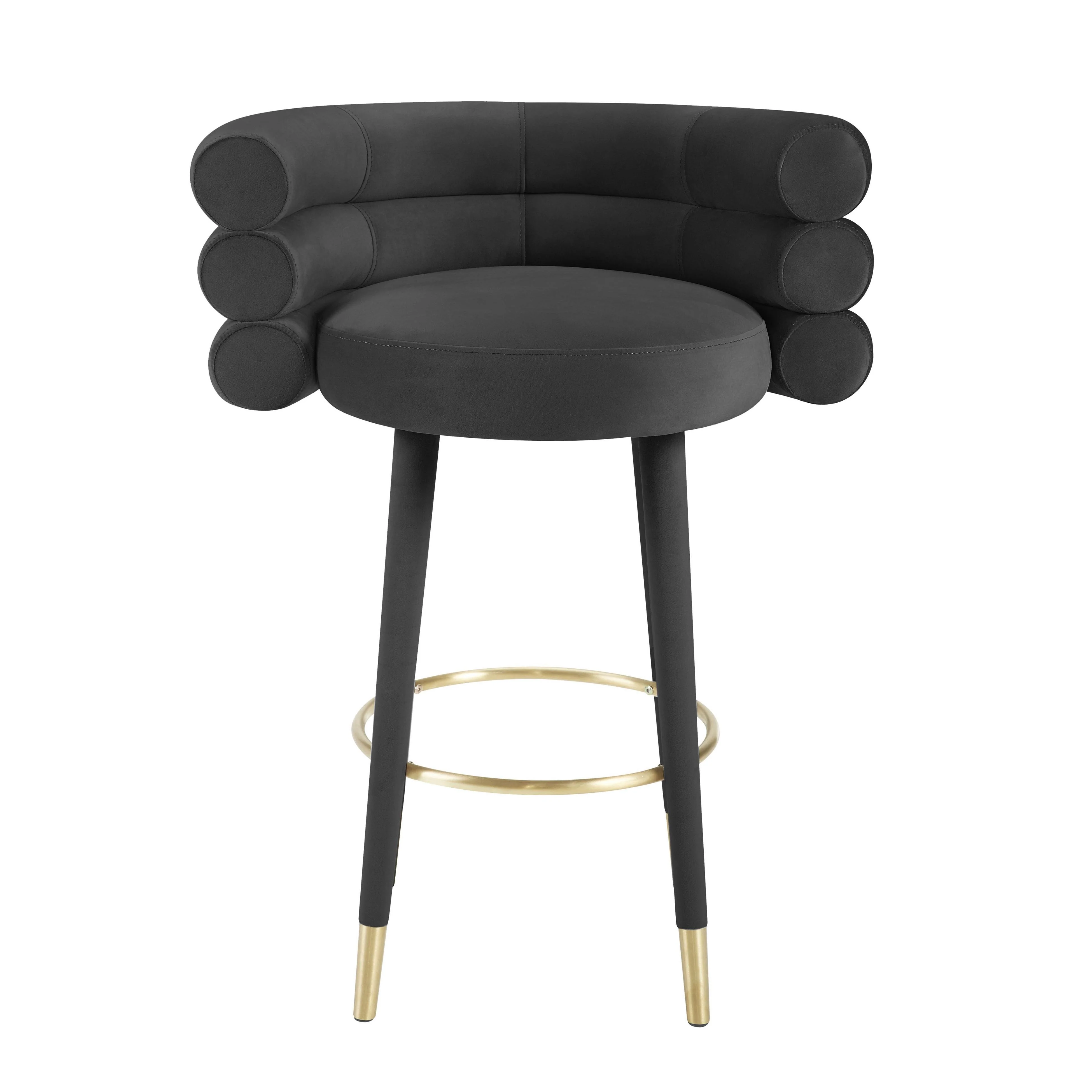 Betty Black Velvet Barstool - Image 5