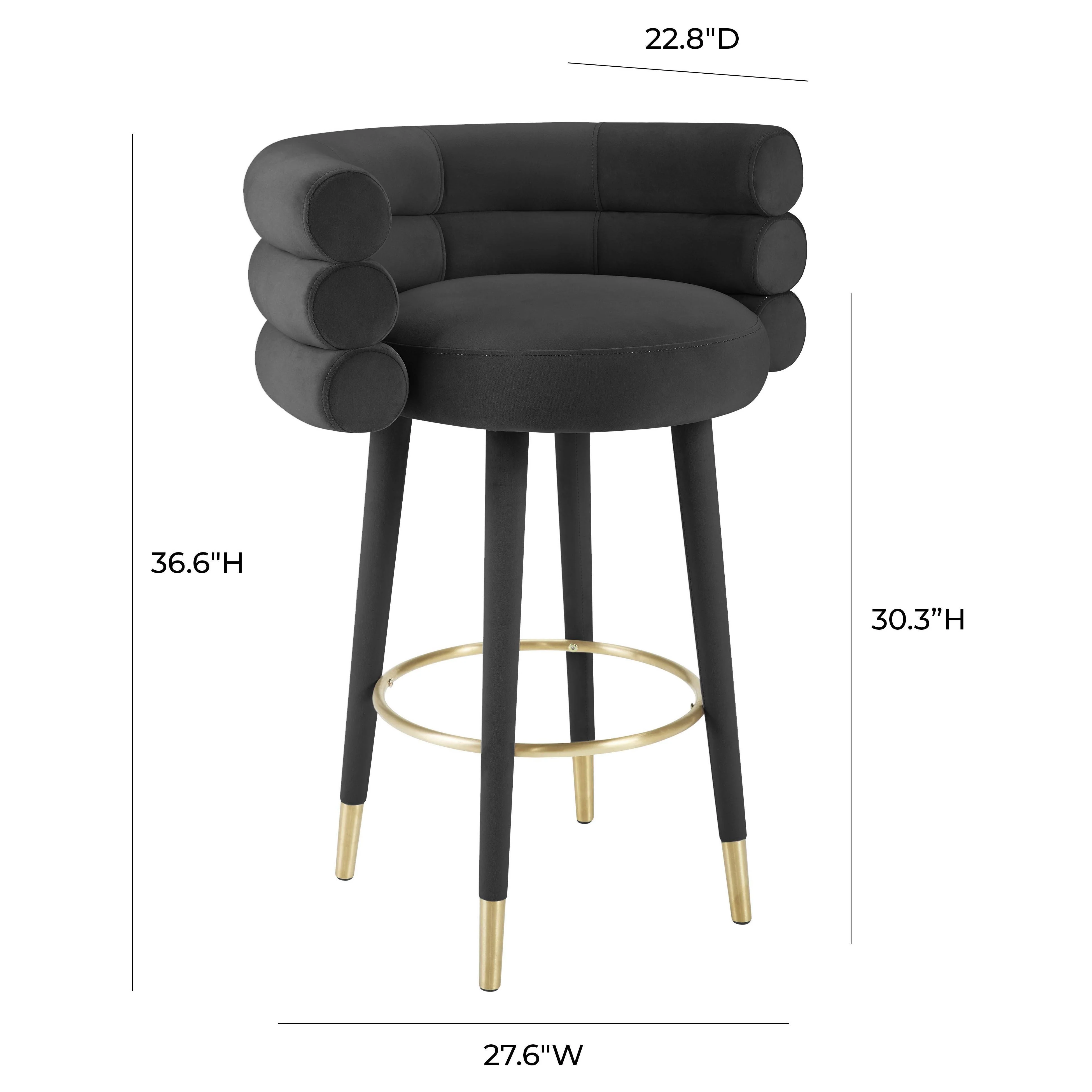 Betty Black Velvet Barstool - Image 7