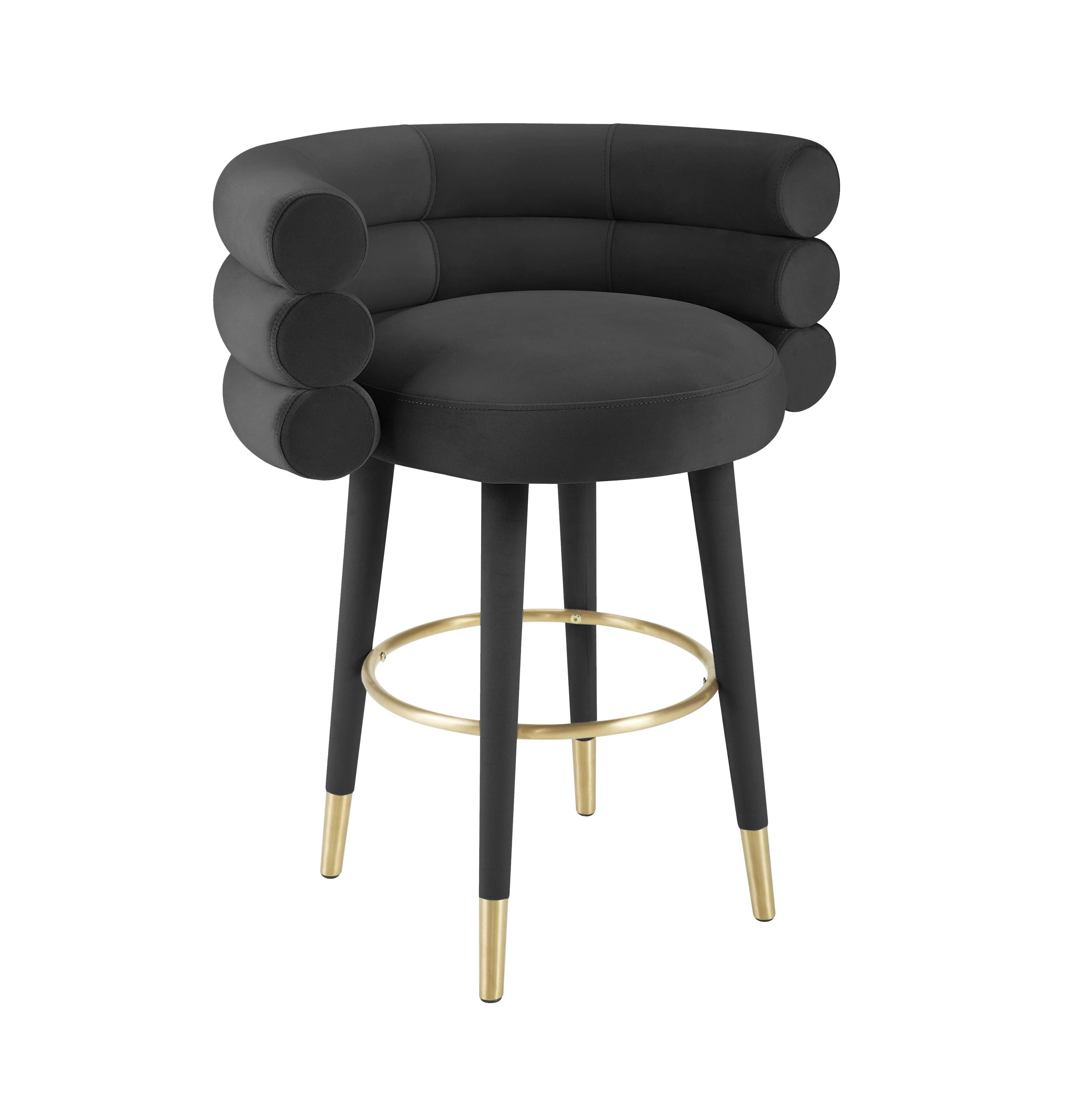 Betty Black Velvet Counter Stool - Image 3