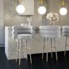 Betty Grey Velvet Barstool - Image 2