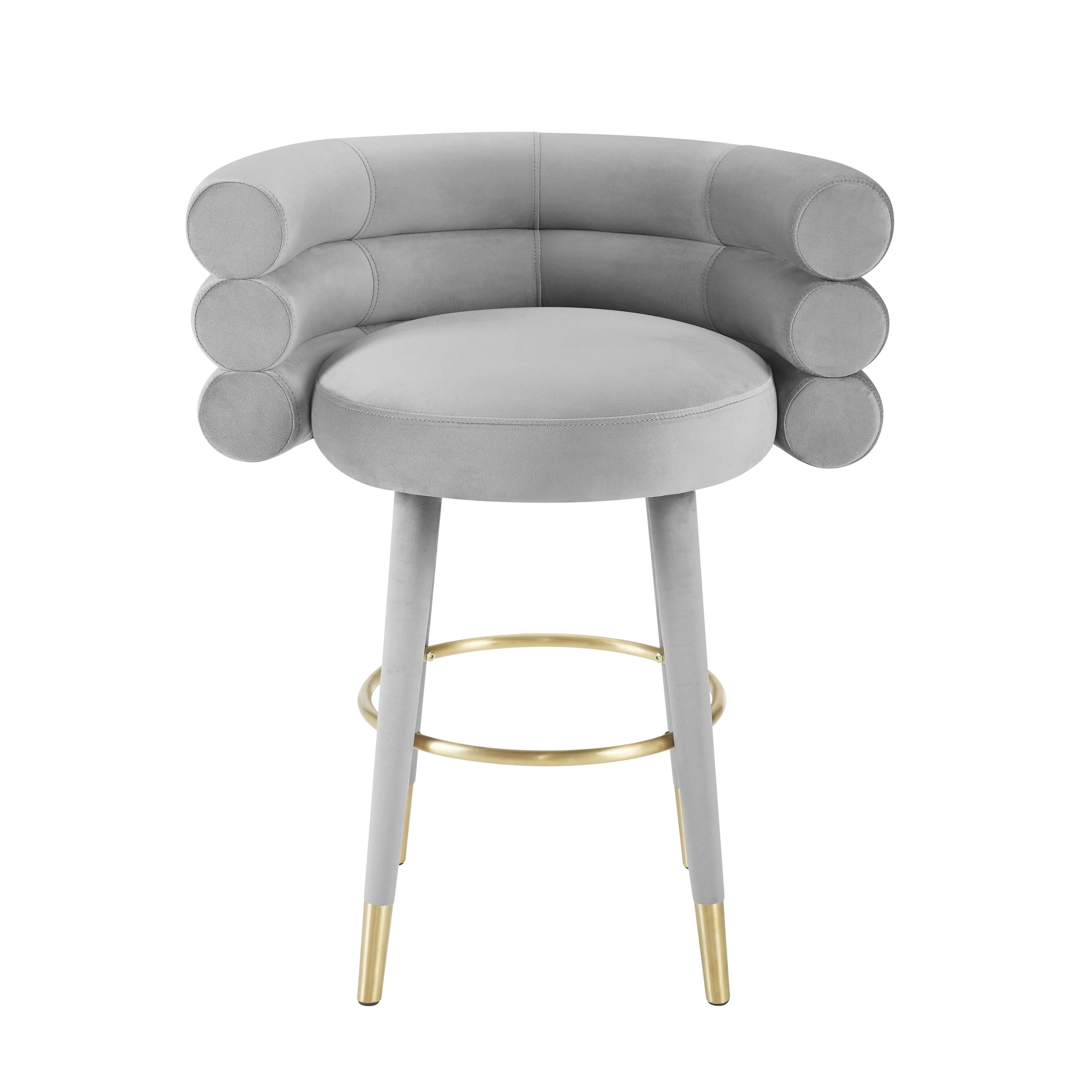 Betty Grey Velvet Barstool - Image 5