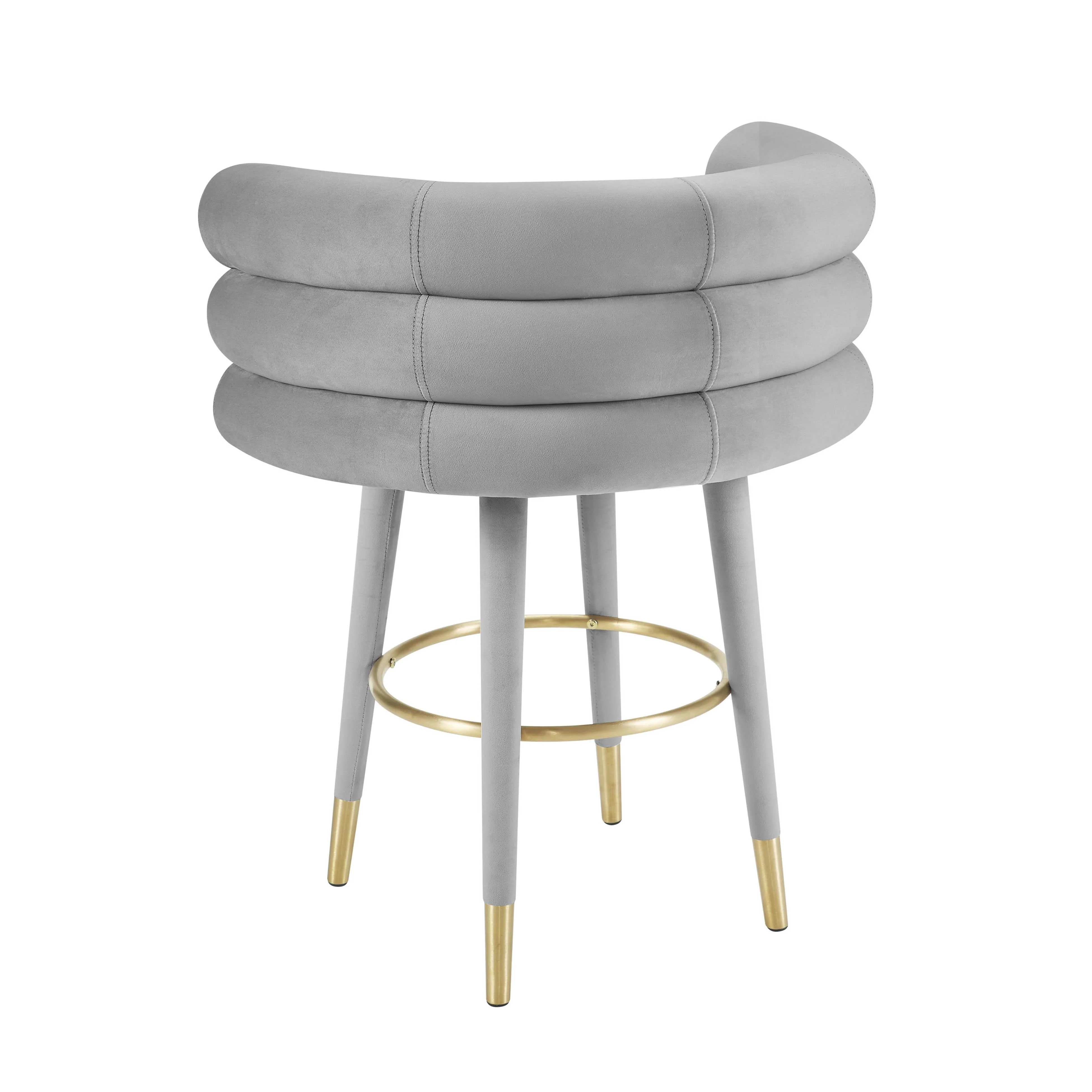Betty Grey Velvet Barstool - Image 6