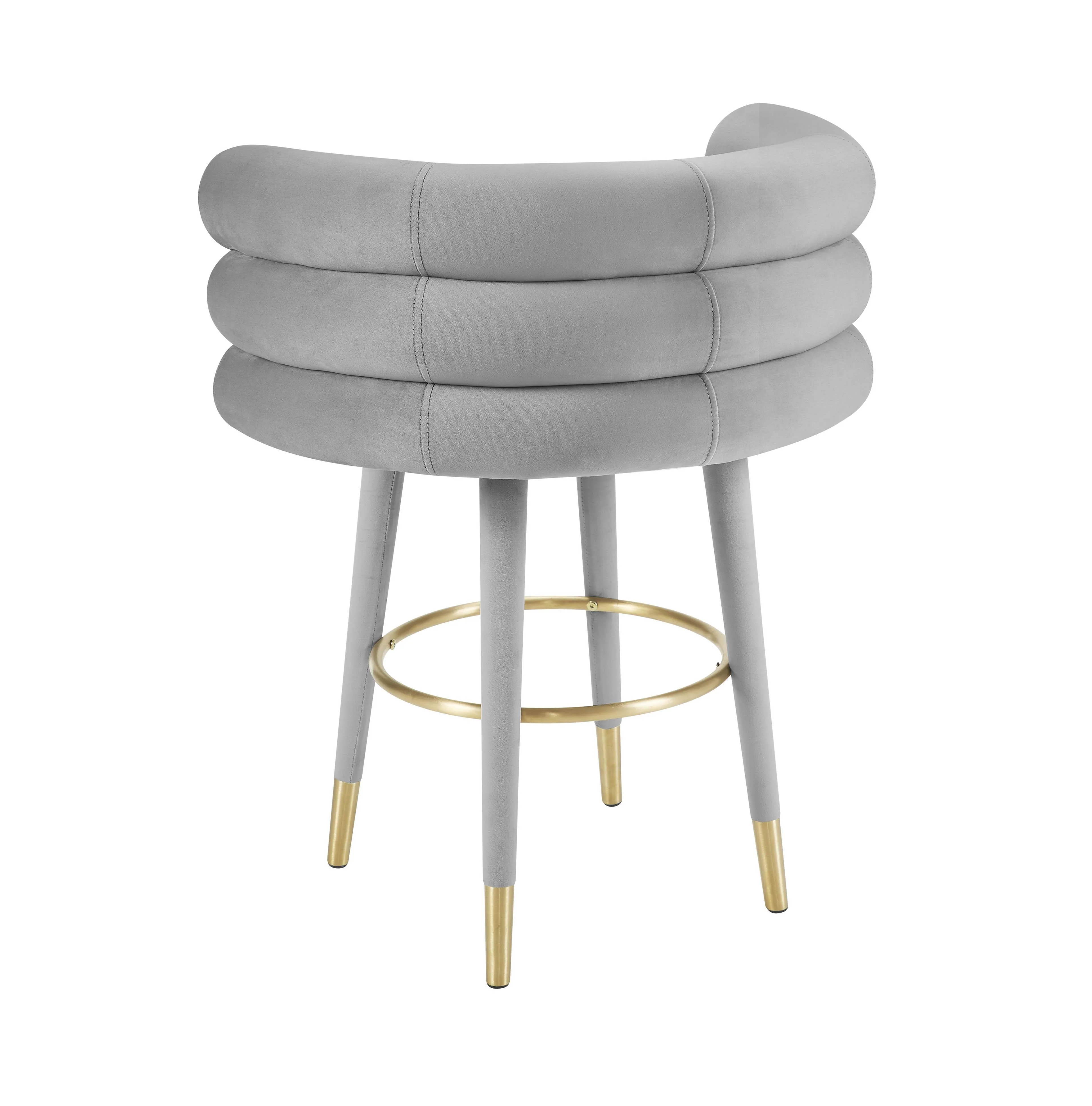 Betty Grey Velvet Counter Stool - Image 3