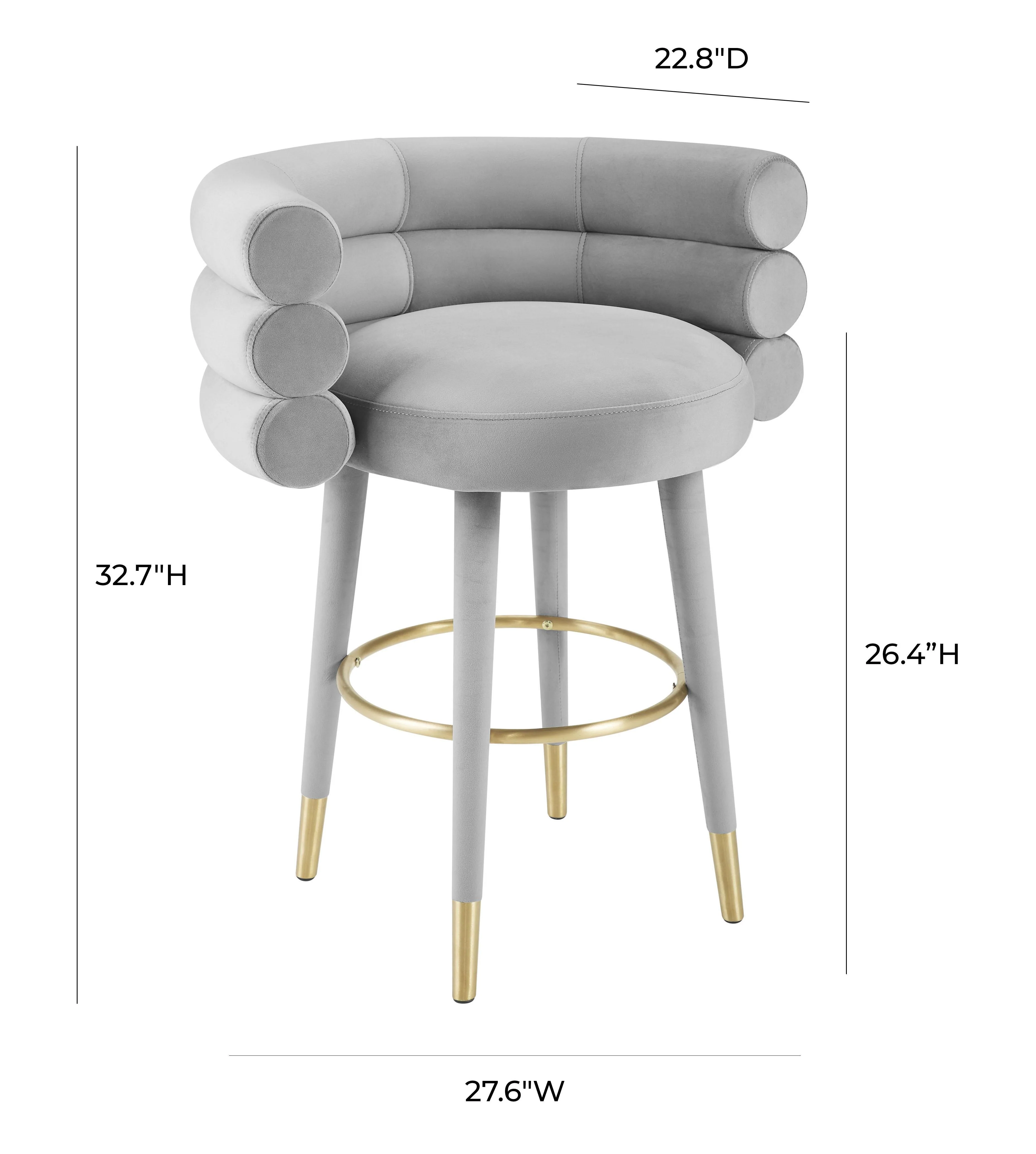 Betty Grey Velvet Counter Stool - Image 5