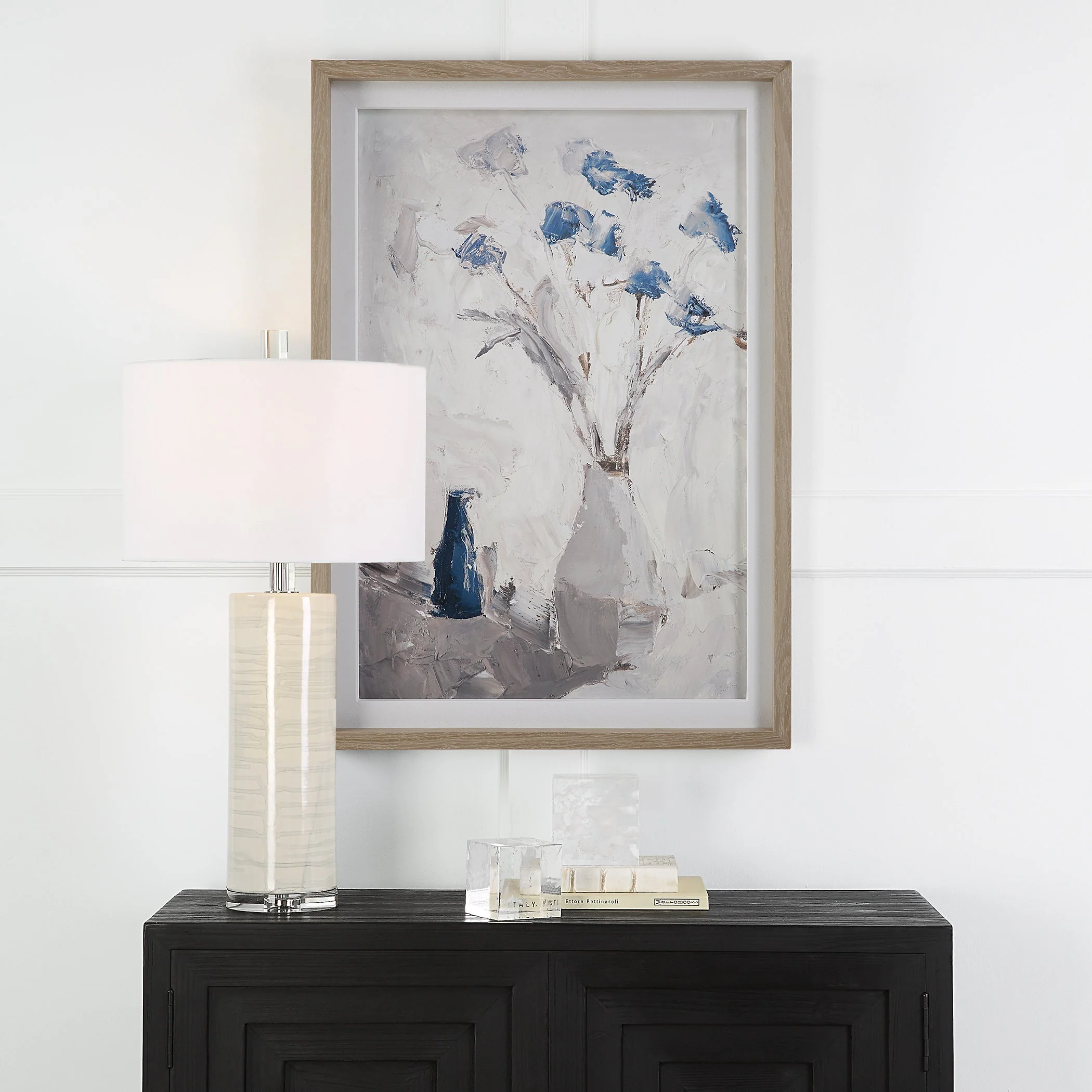 Blue Flowers In Vase Framed Print - Image 2