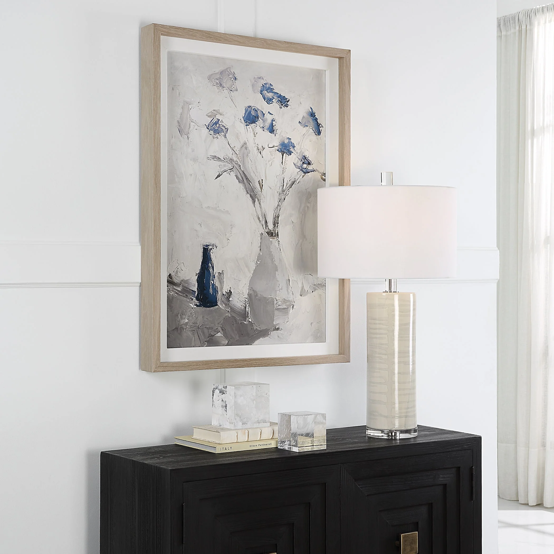Blue Flowers In Vase Framed Print - Image 3