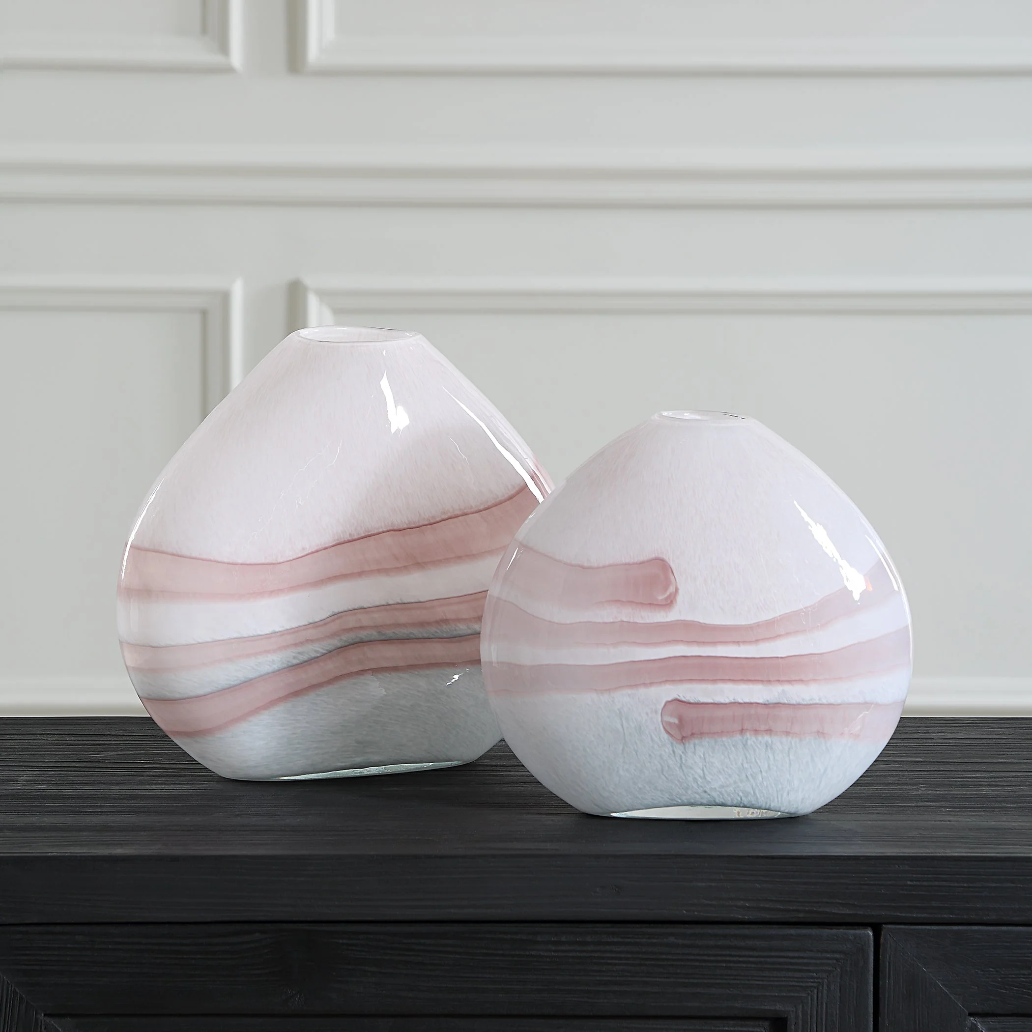 Blush Swirl Glass Vases, S/2 - Image 3