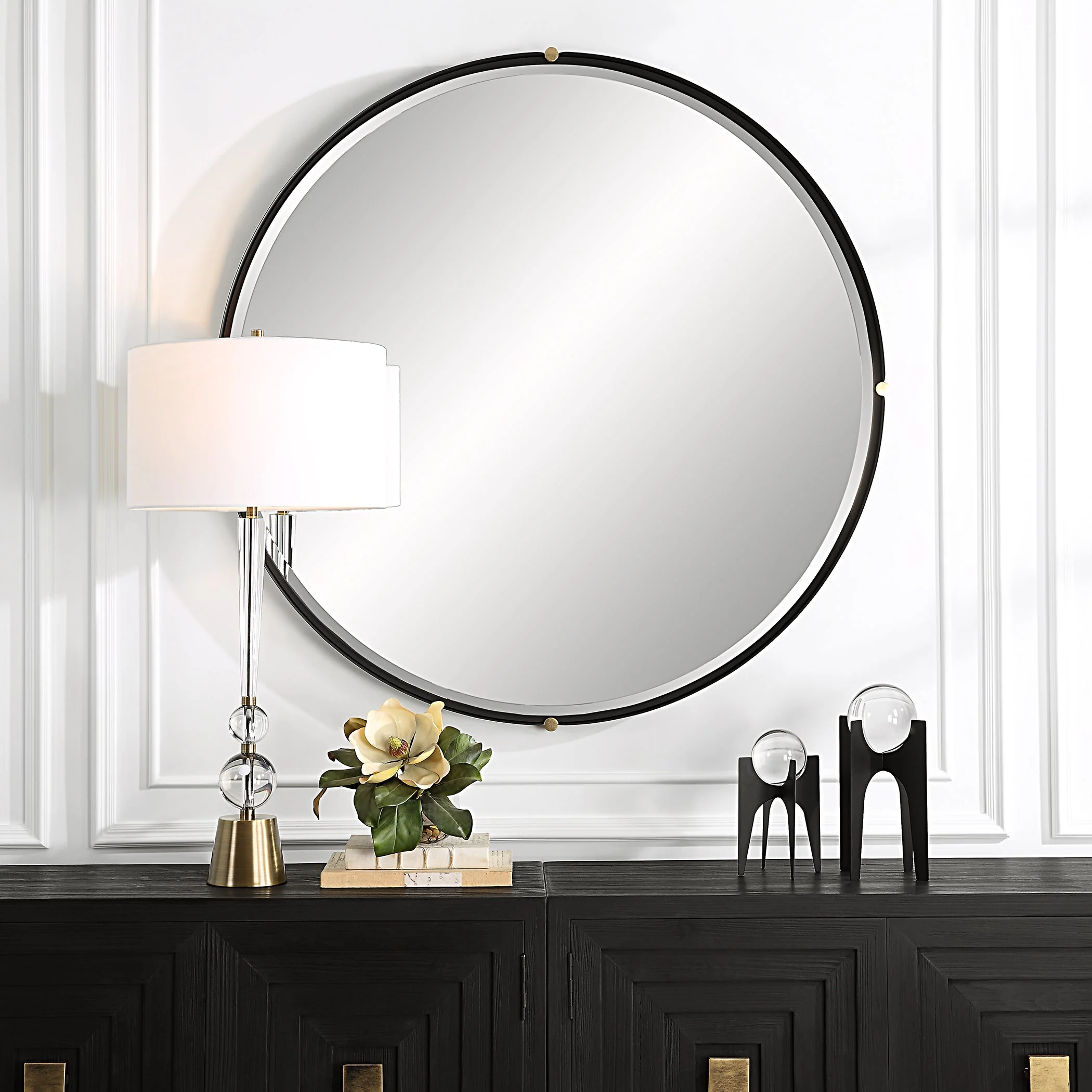 Bonded Round Black Mirror - Image 3