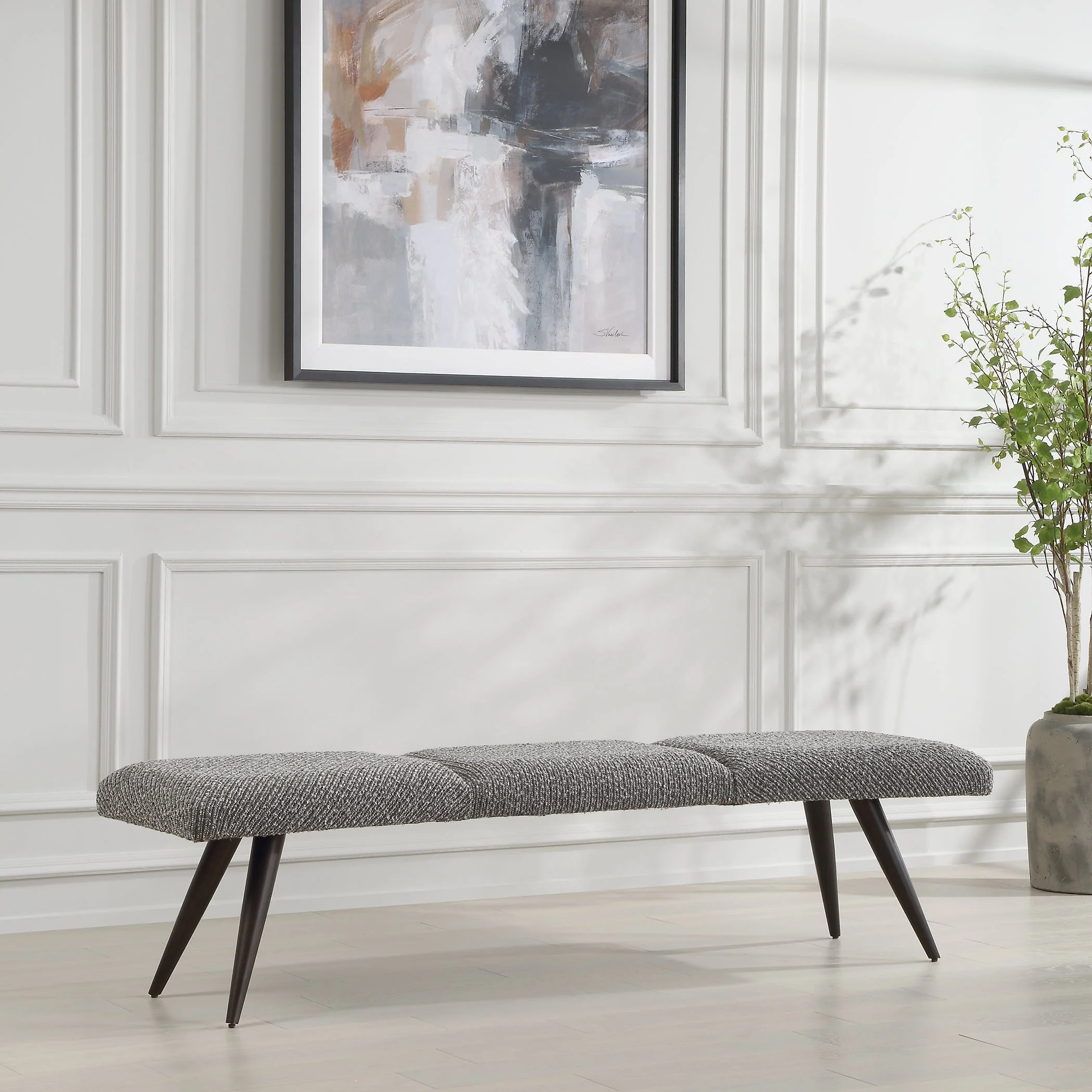 Bowtie Charcoal Fabric Bench - Image 3
