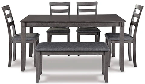 Bridson Dining Table and Chairs with Bench (Set of 6) - Image 3