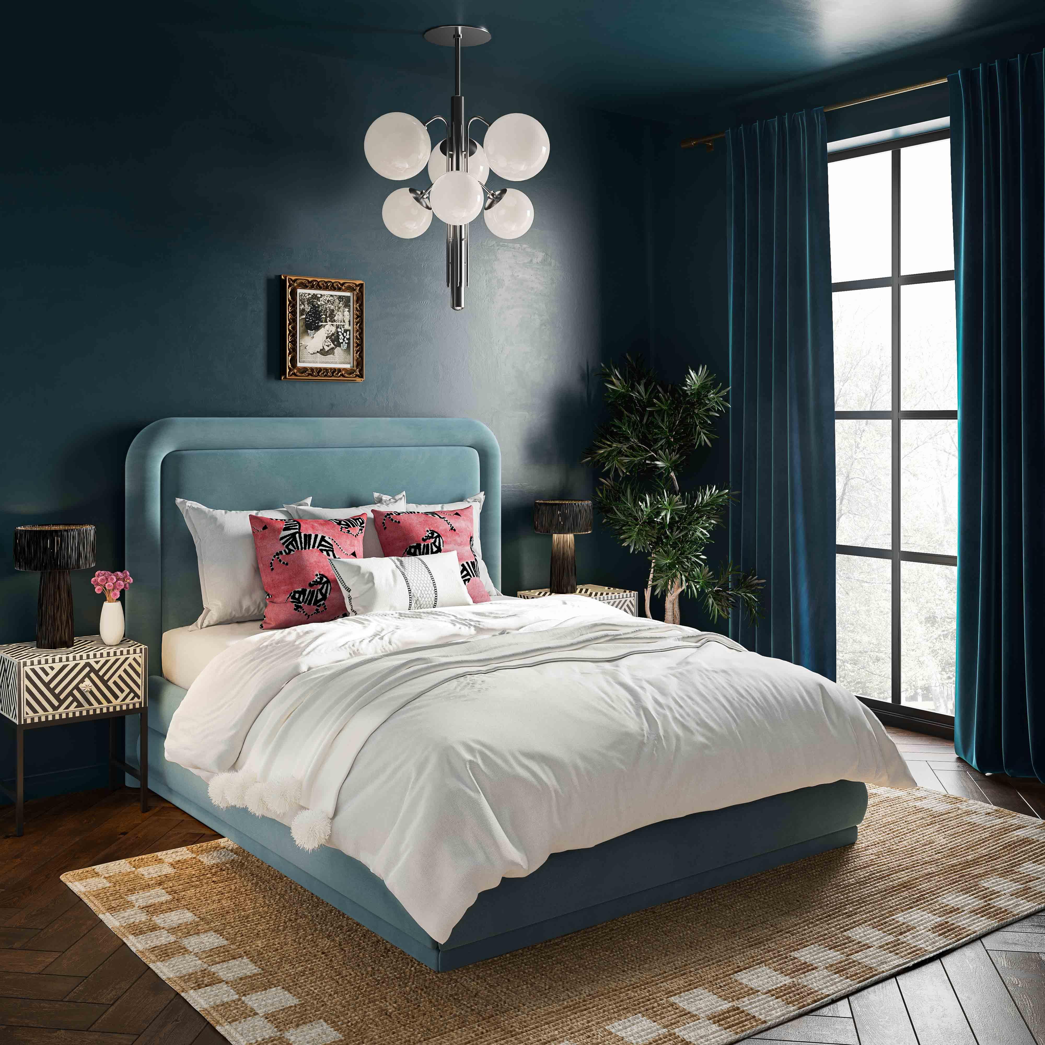 Briella Bluestone Velvet Bed in King - Image 2