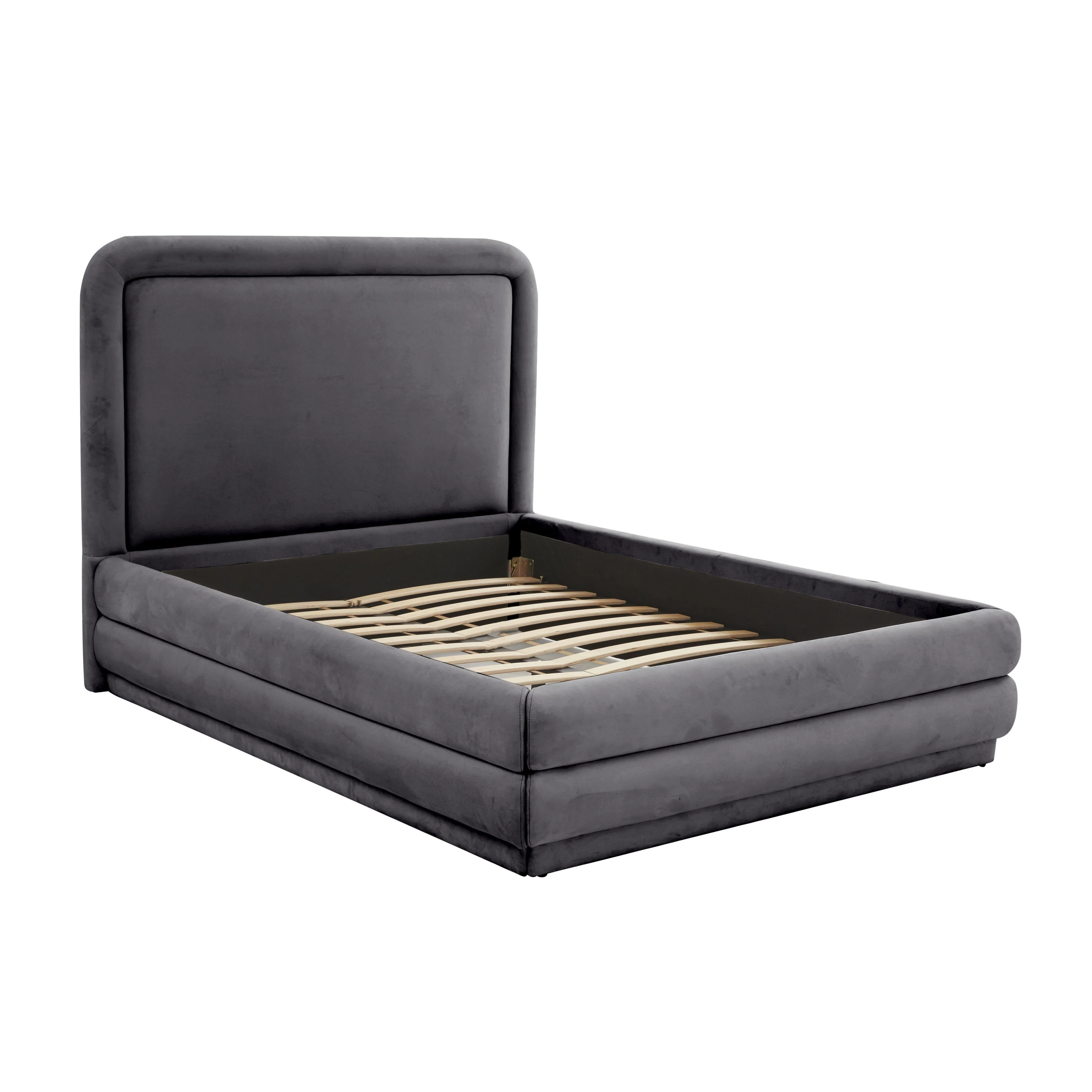 Briella Dark Grey Velvet Bed in Queen - Image 4