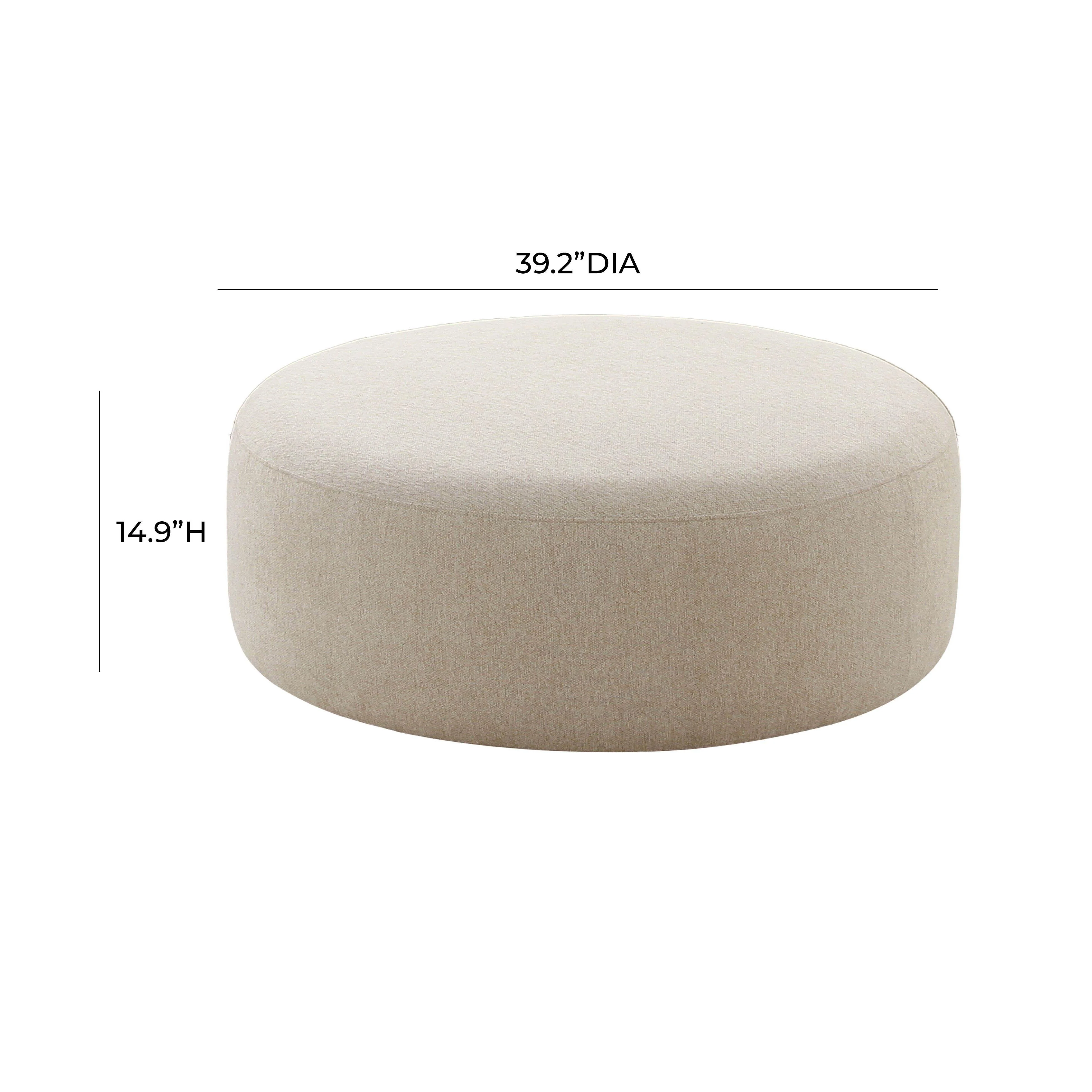 Broohah Beige Micro-Herringbone Ottoman - Image 6