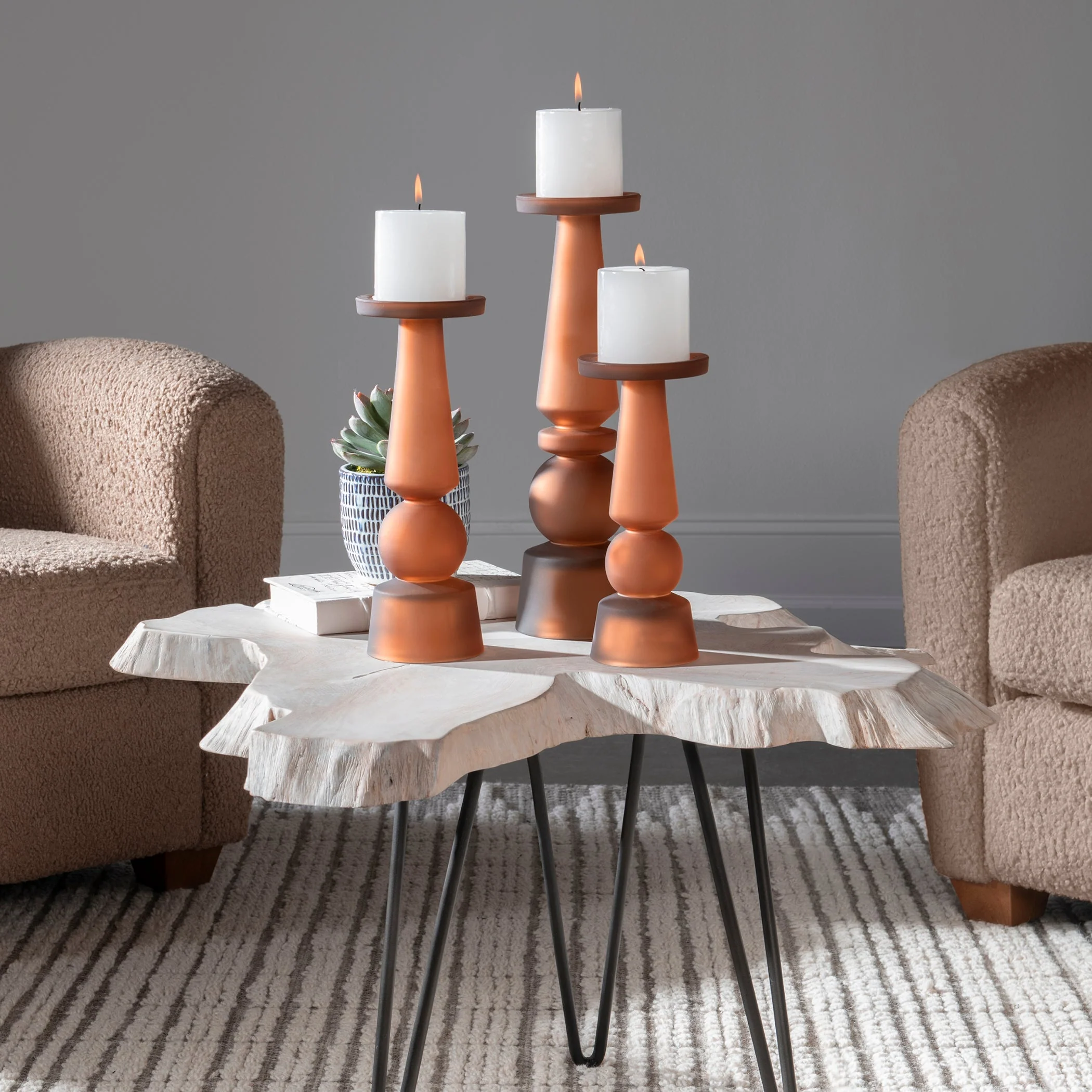 Cassiopeia Candleholders, Butter Rum, S/3 - Image 2