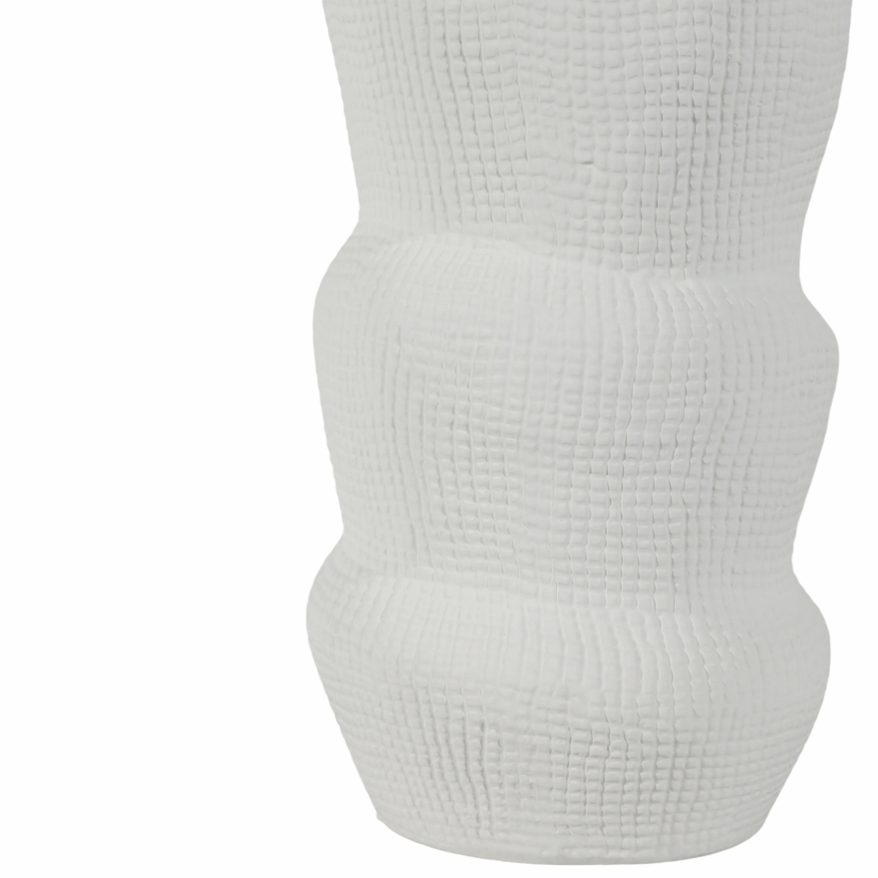 Cer, 12" Waffle Texture Organic Vase, White - Image 6