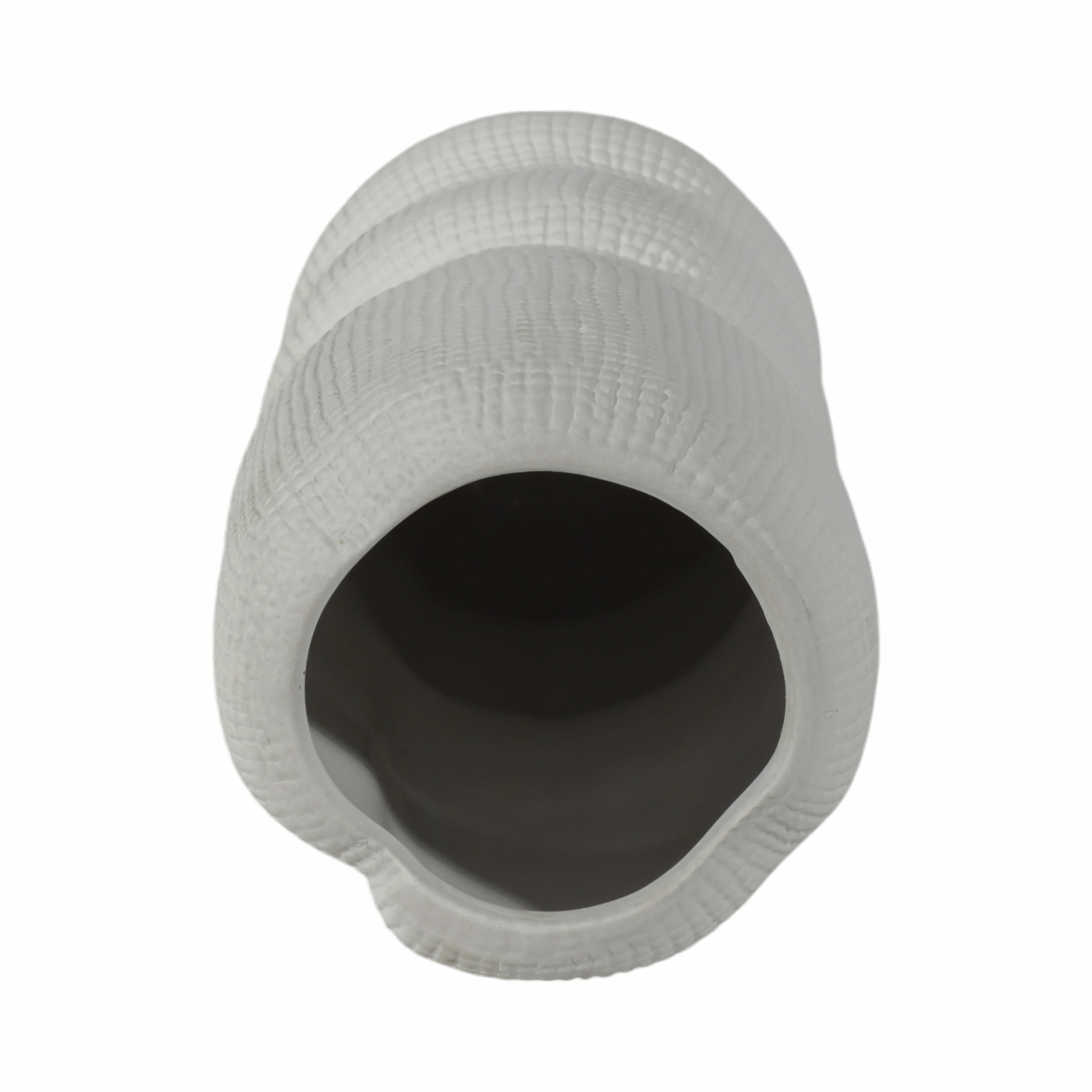 Cer, 12" Waffle Texture Organic Vase, White - Image 7