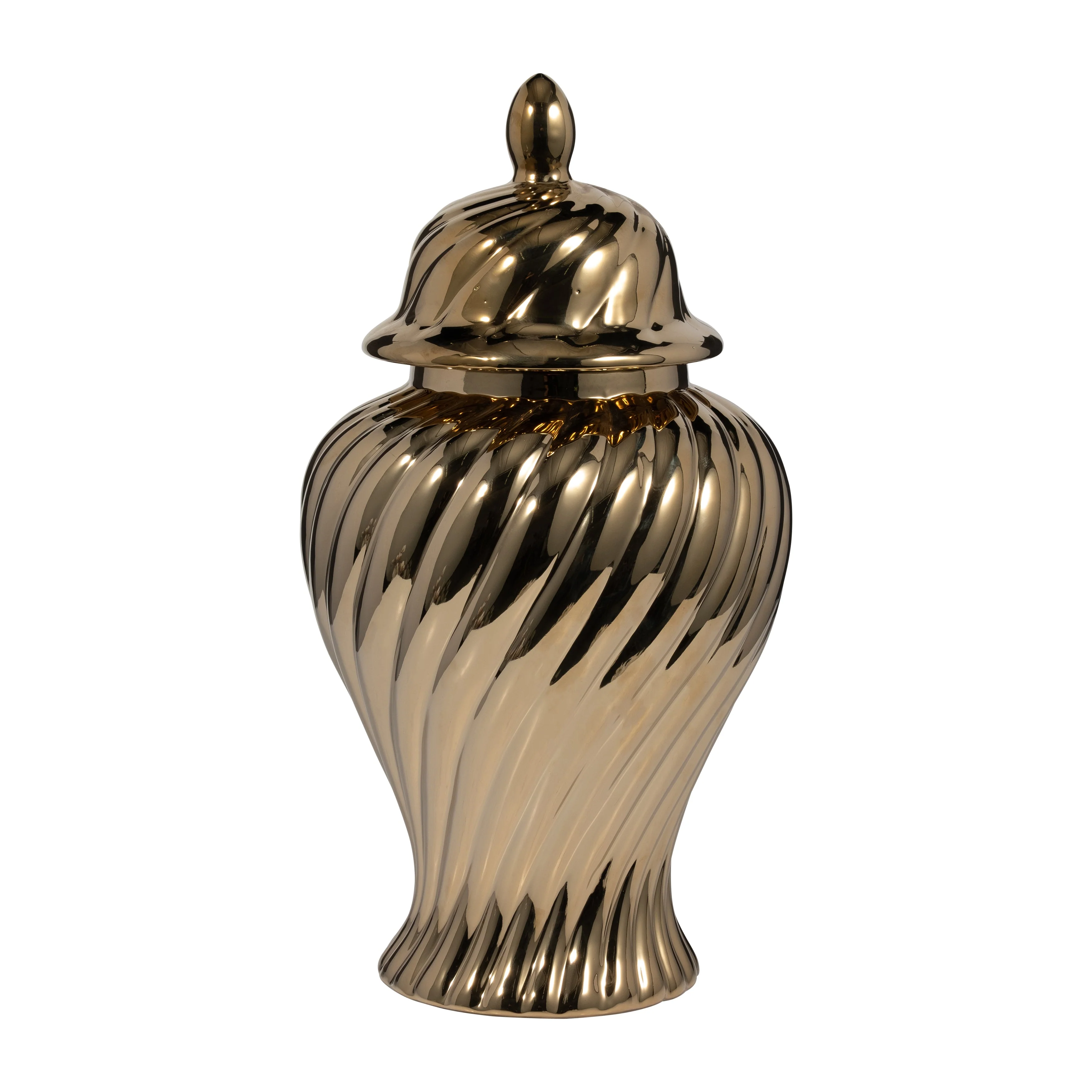 Cer, 20" Swirl Temple Jar, Gold - Image 12