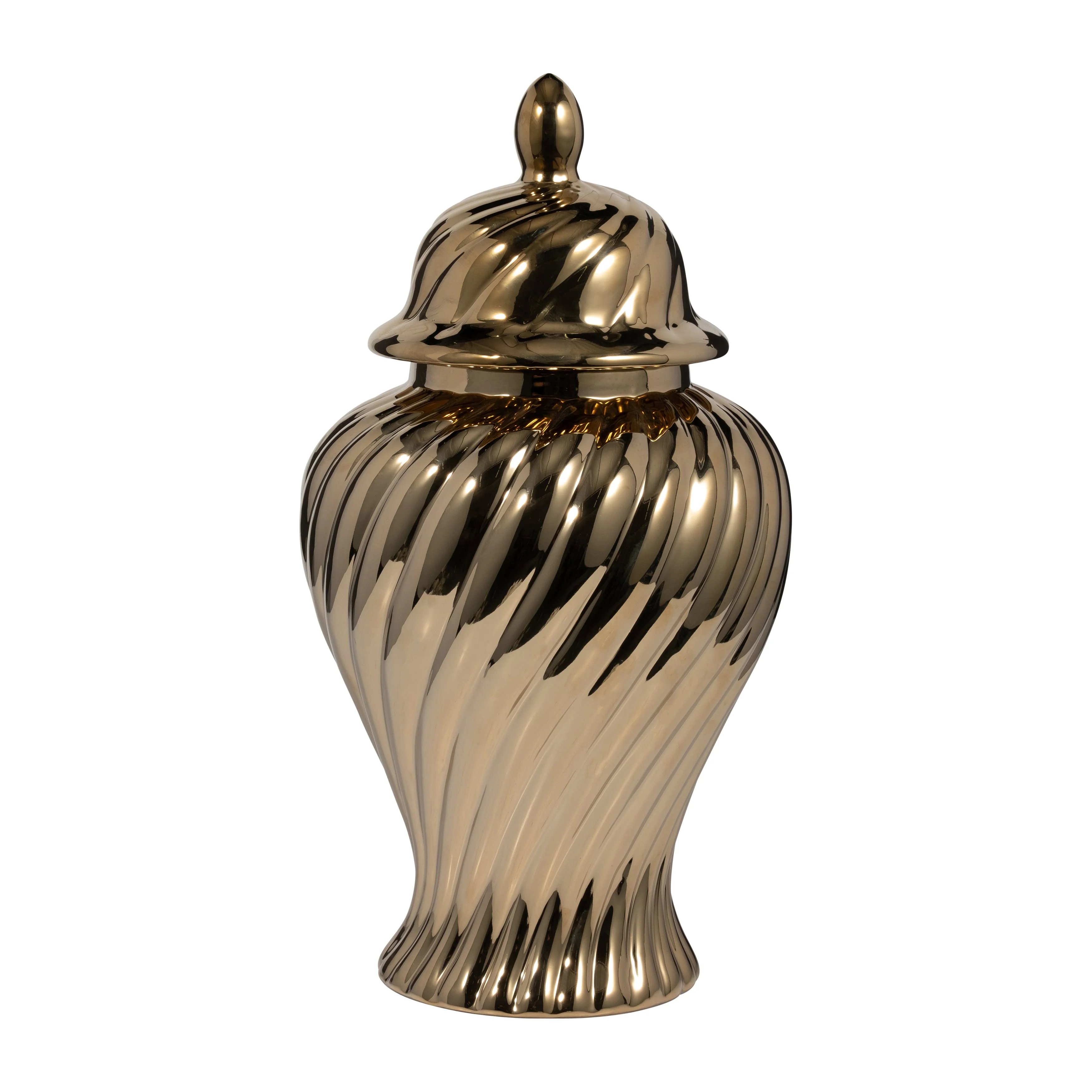 Cer, 20" Swirl Temple Jar, Gold - Image 14