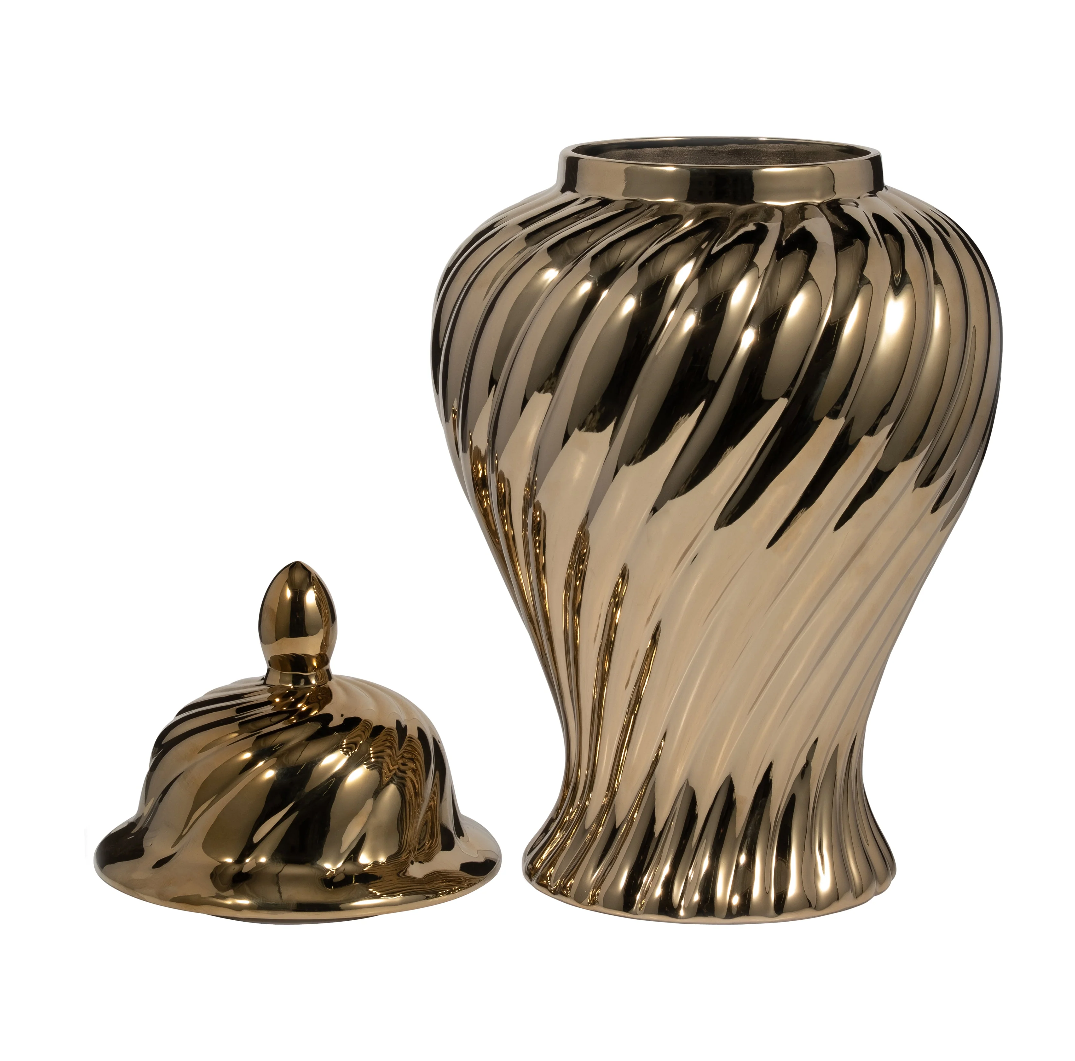 Cer, 20" Swirl Temple Jar, Gold - Image 15