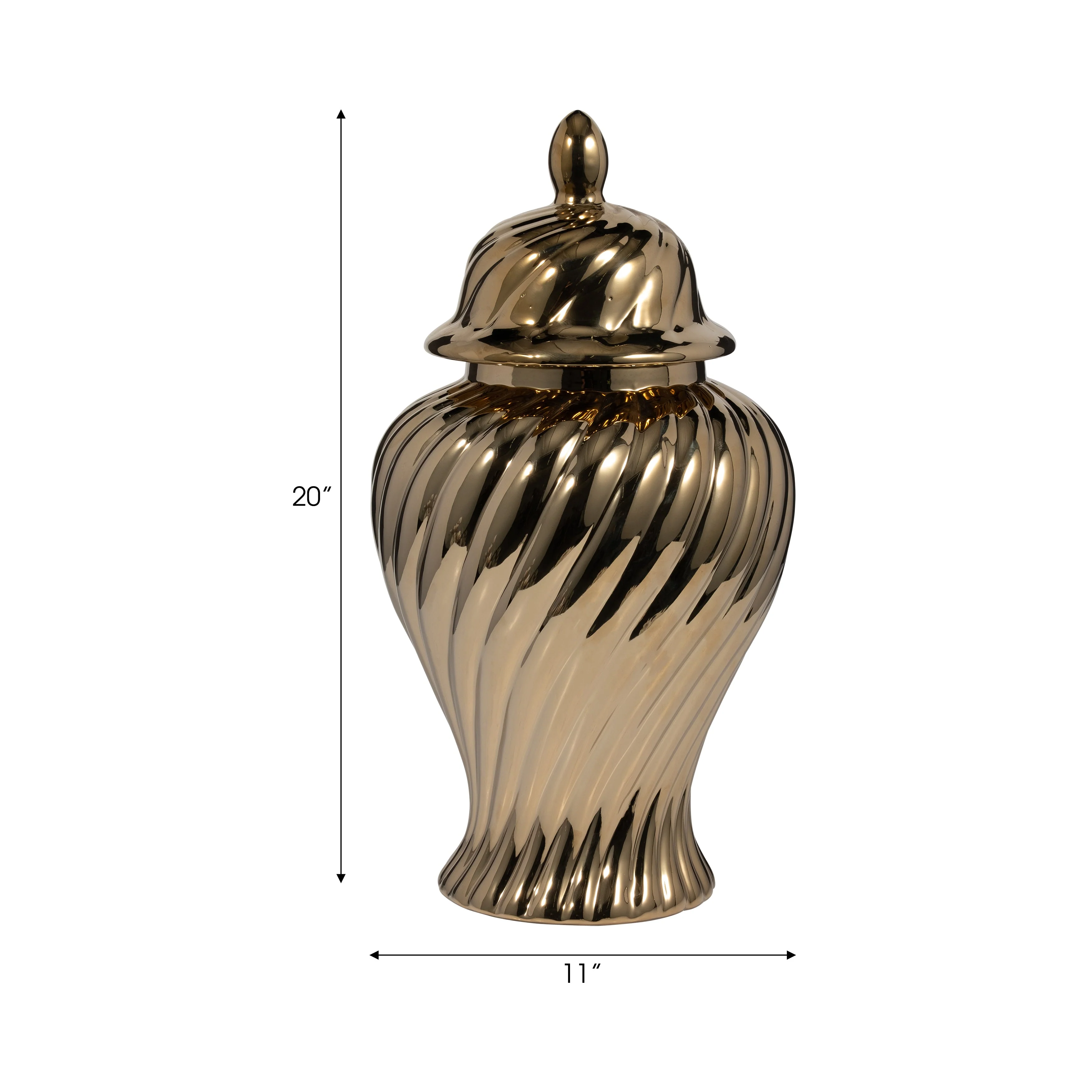 Cer, 20" Swirl Temple Jar, Gold - Image 20