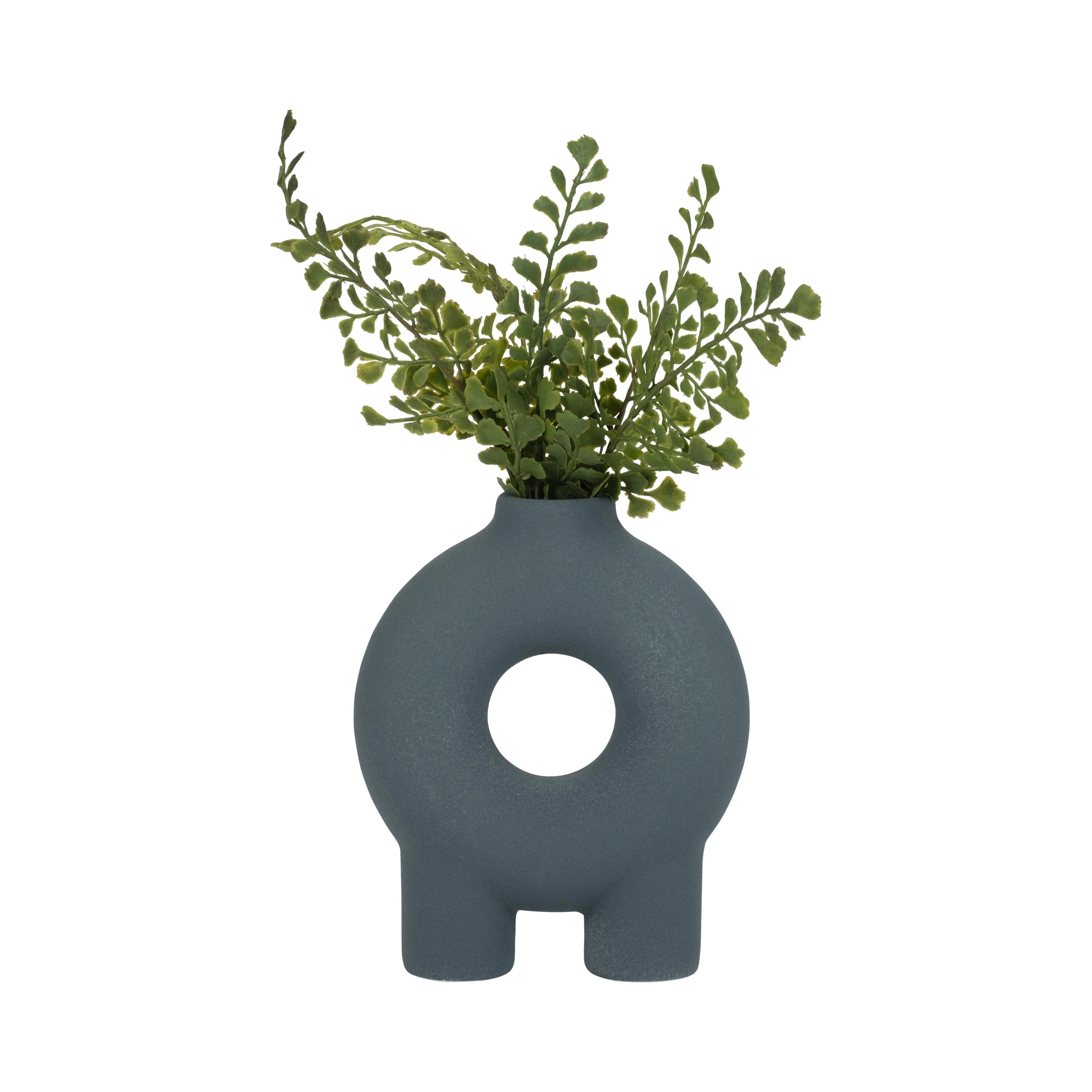Cer, 7" Donut Footed Vase, Teal - Image 11