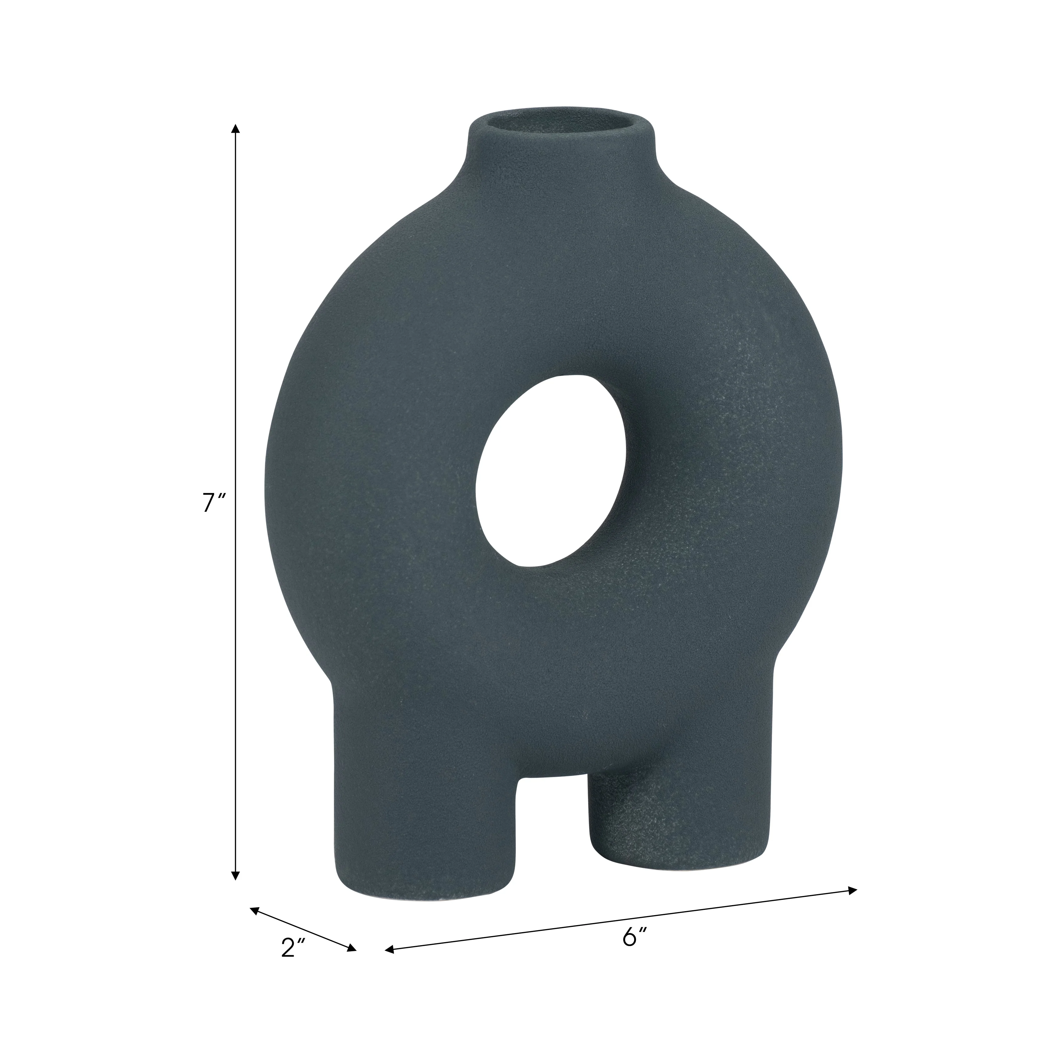 Cer, 7" Donut Footed Vase, Teal - Image 18