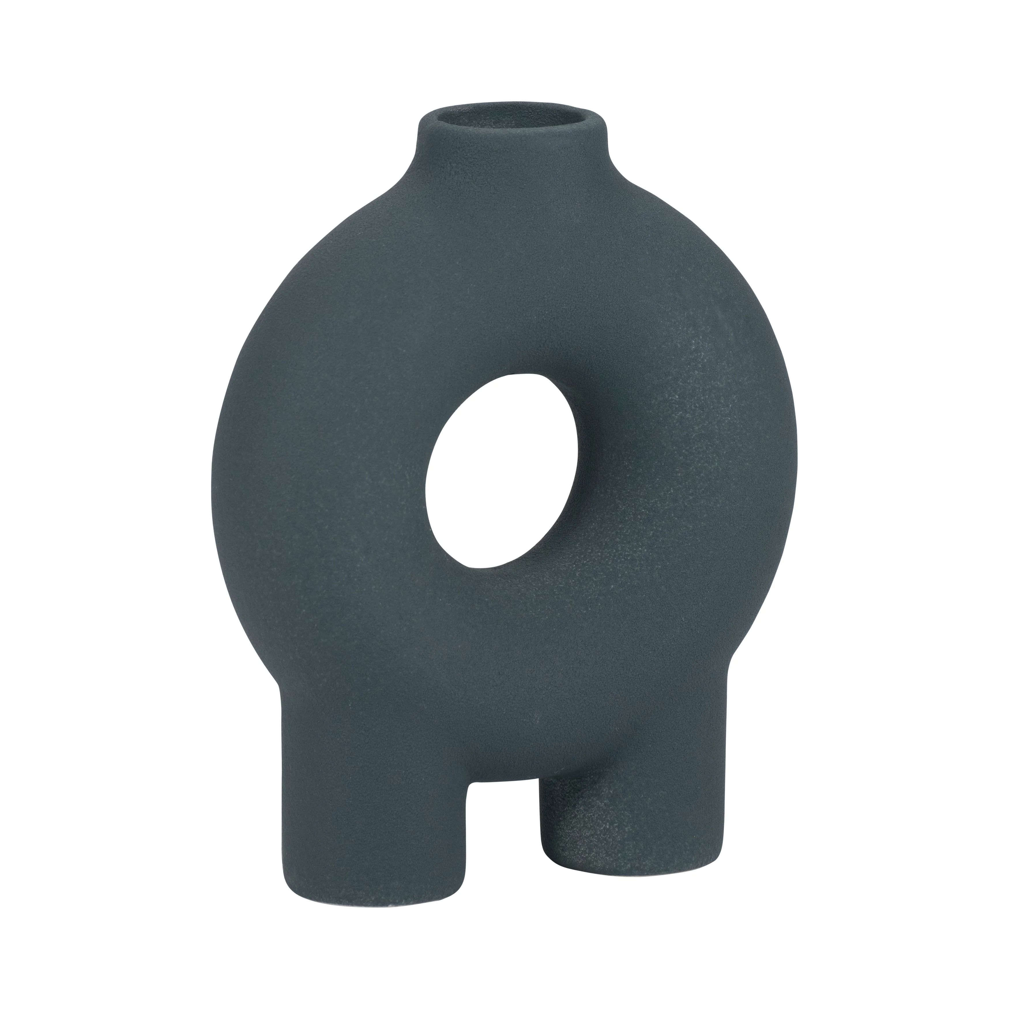 Cer, 7" Donut Footed Vase, Teal - Image 3