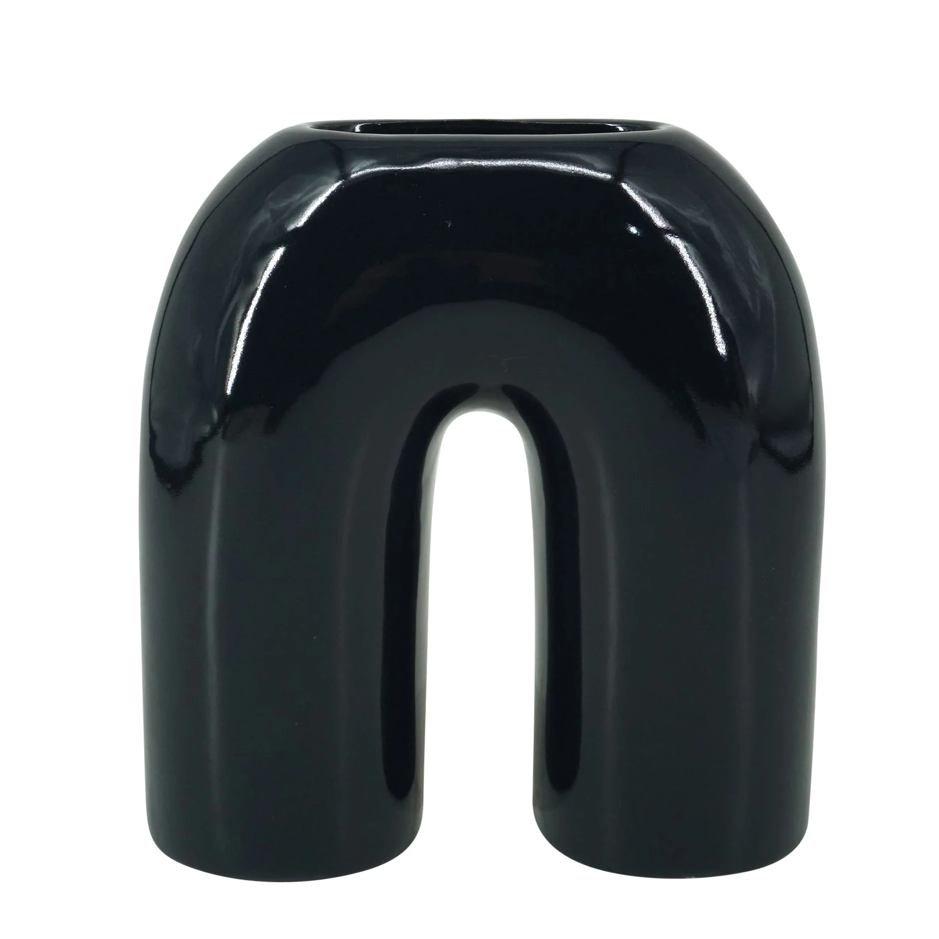 CER, 8" HORSESHOE VASE, NAVY BLUE