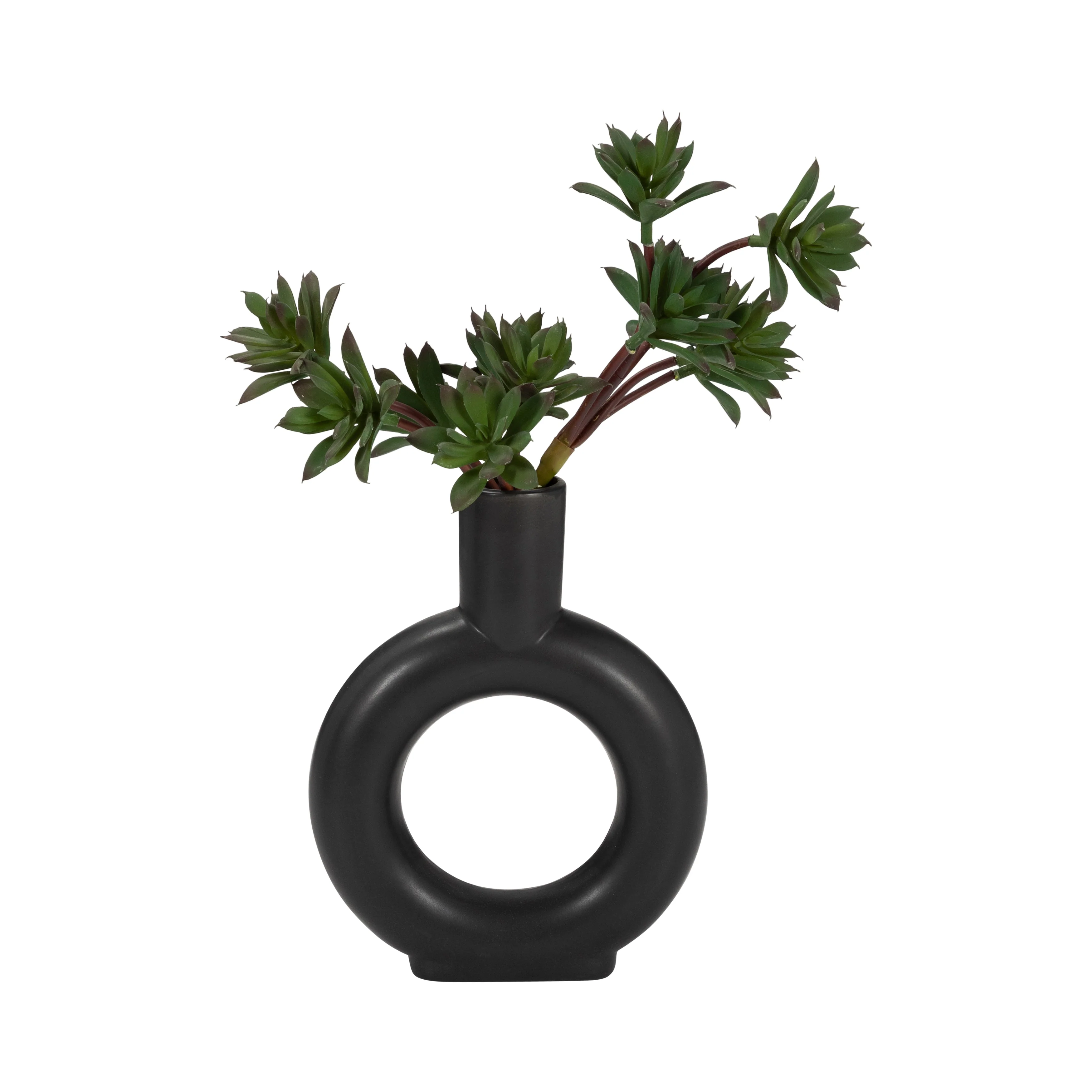 Cer, 9" Round Cut-Out Vase, Black - Image 2