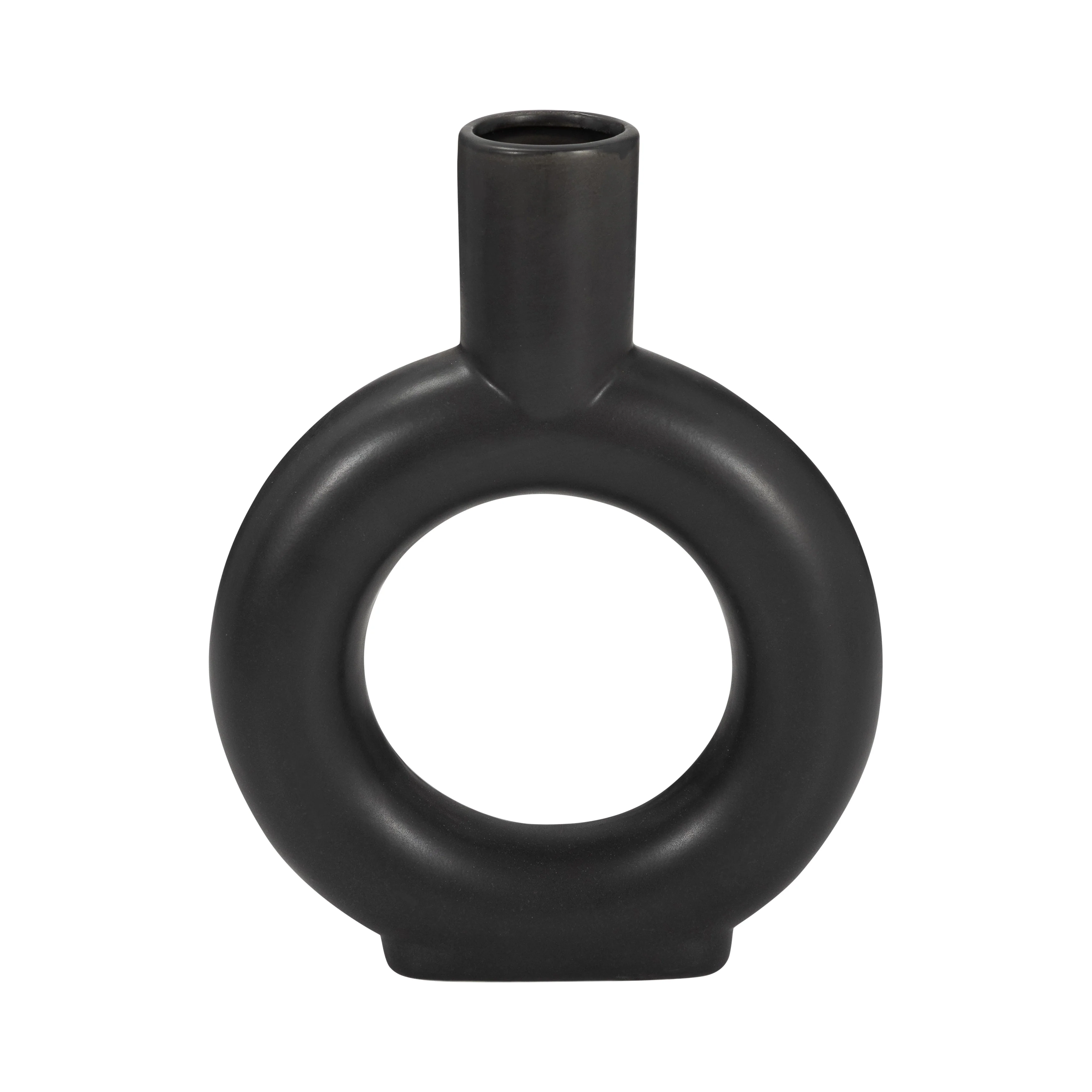 Cer, 9" Round Cut-Out Vase, Black - Image 5