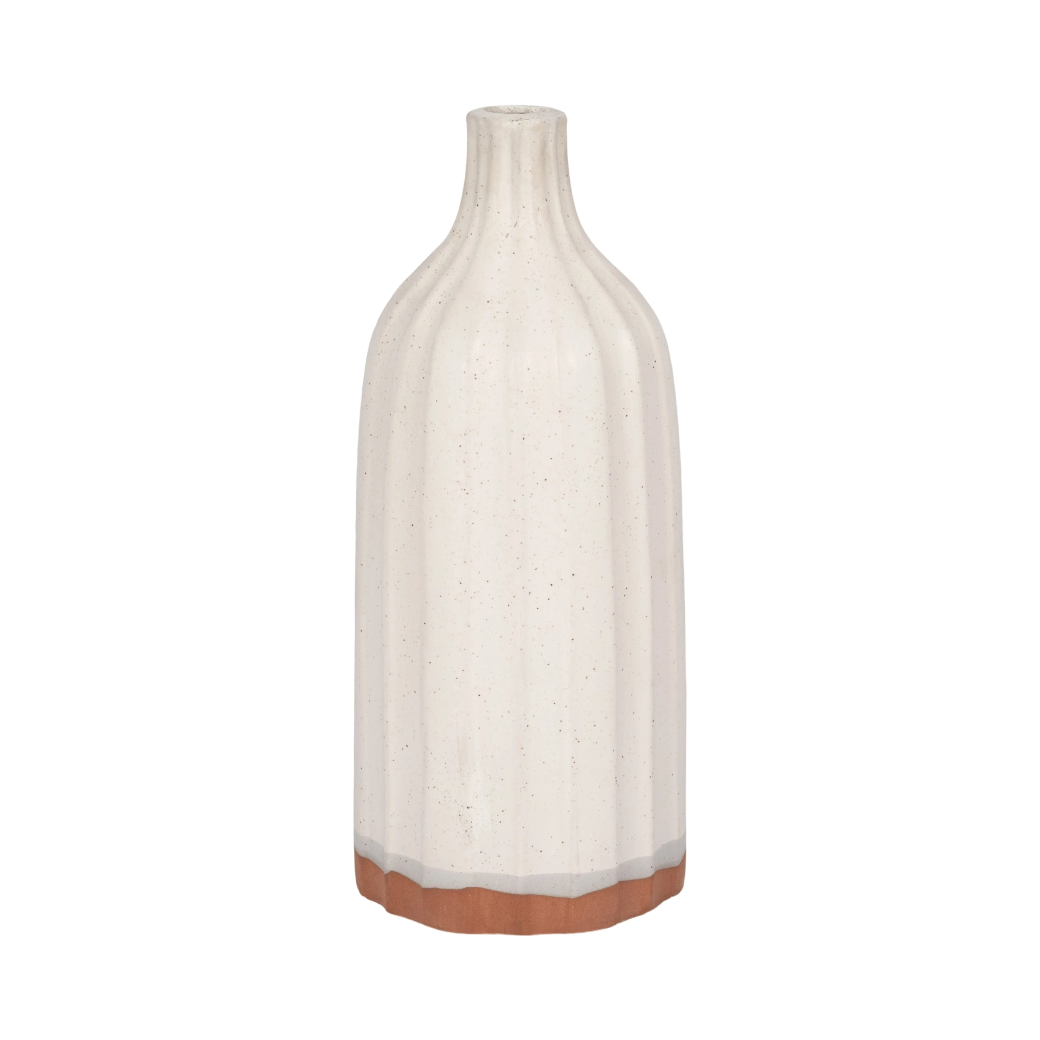 CLAY, 16" FLAT RIBBED BOTTLE VASE EXPOSED BOTTOM, - Image 3