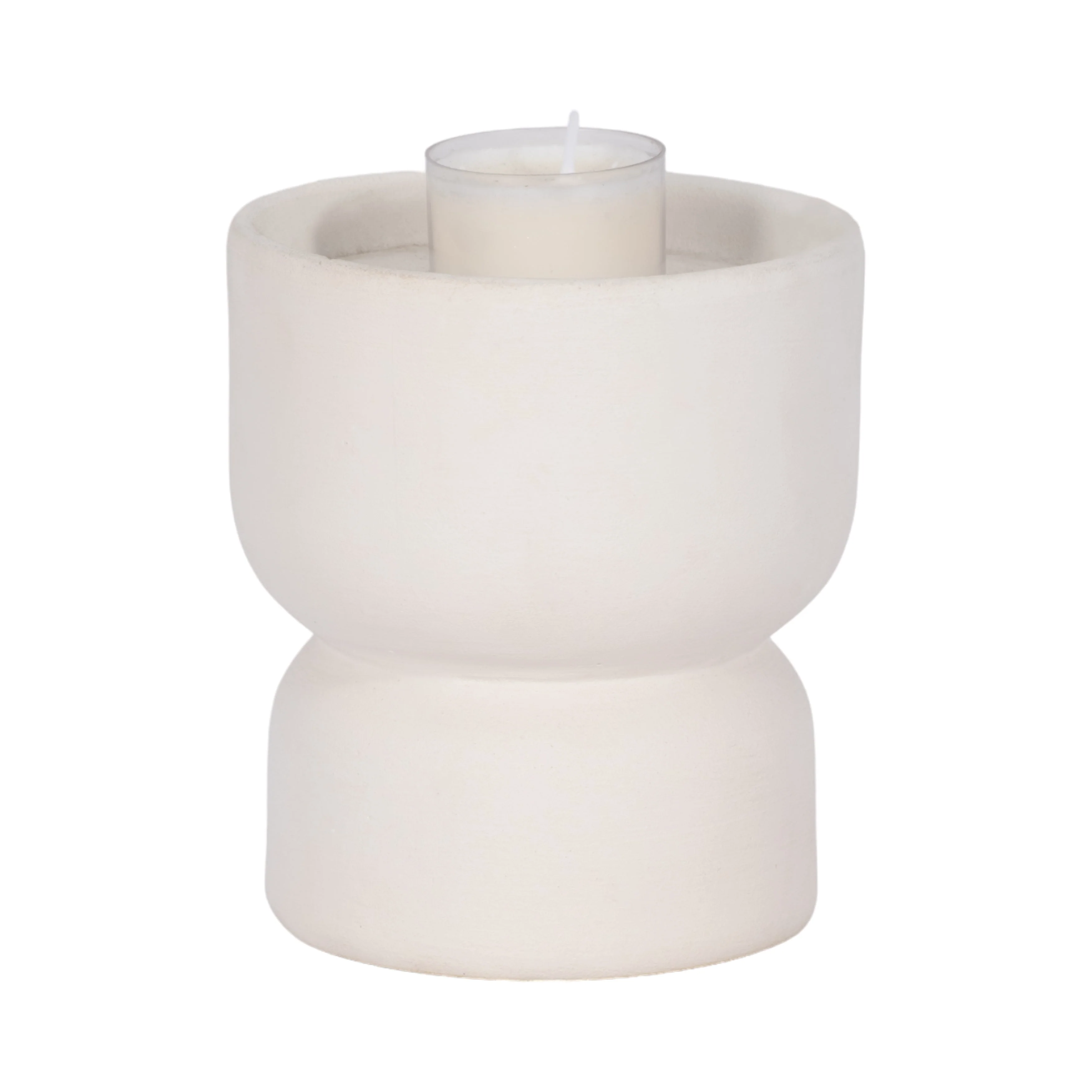 CLAY, 5" STACKED TEXTURED VASE, IVORY - Image 2