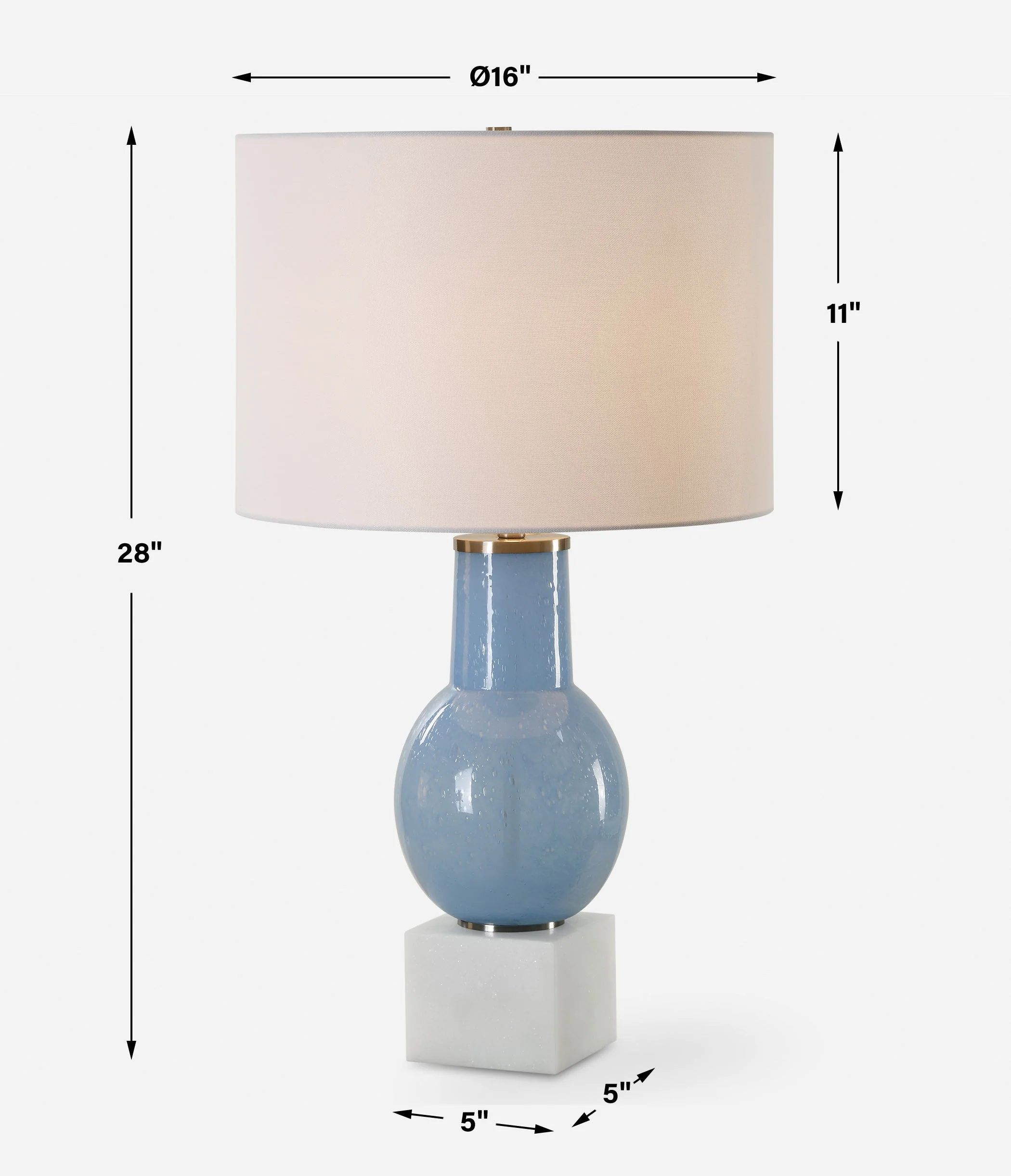 Clear Sky Blue Glass Table Lamp - Image 3