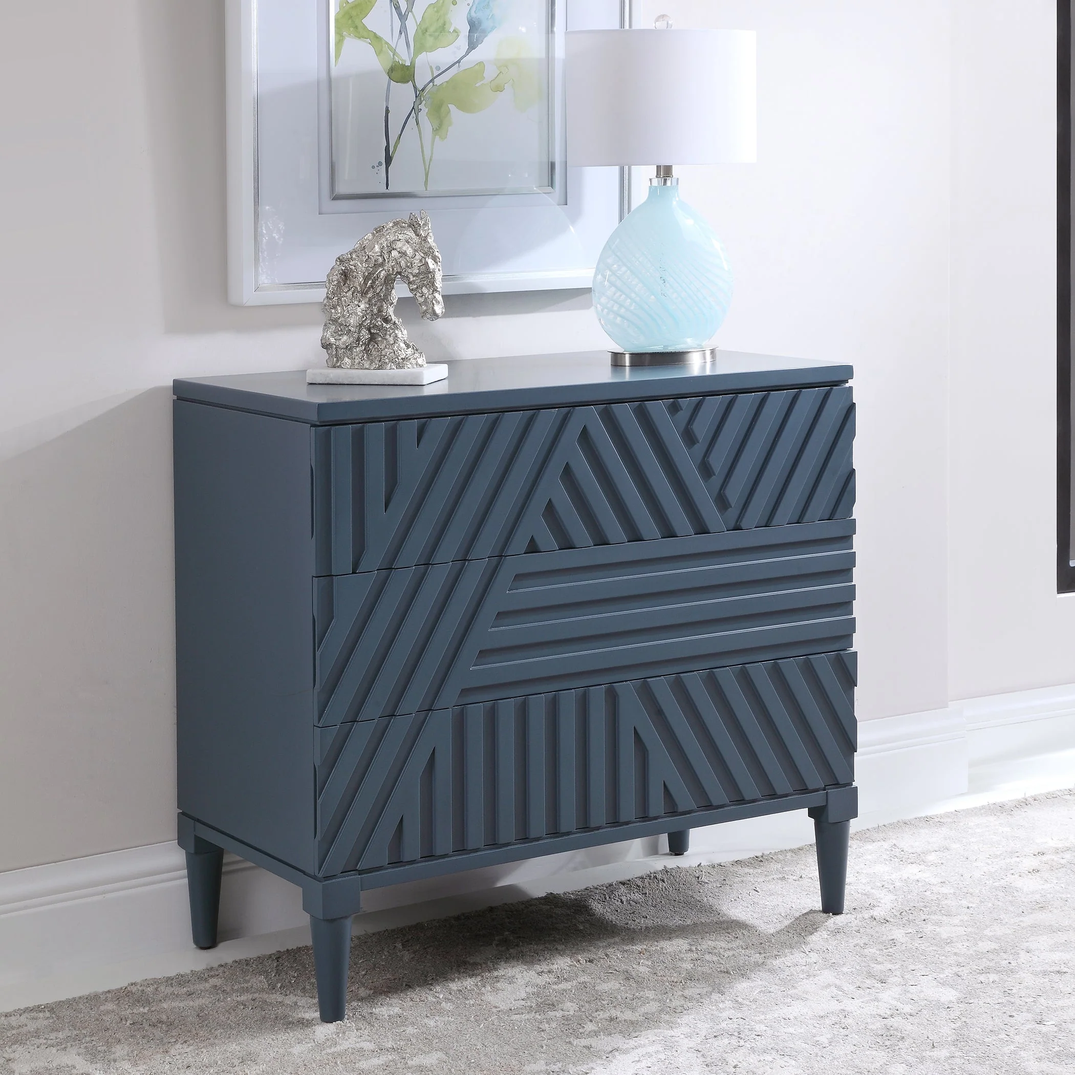 Colby 3 Drawer Chest, Blue - Image 4