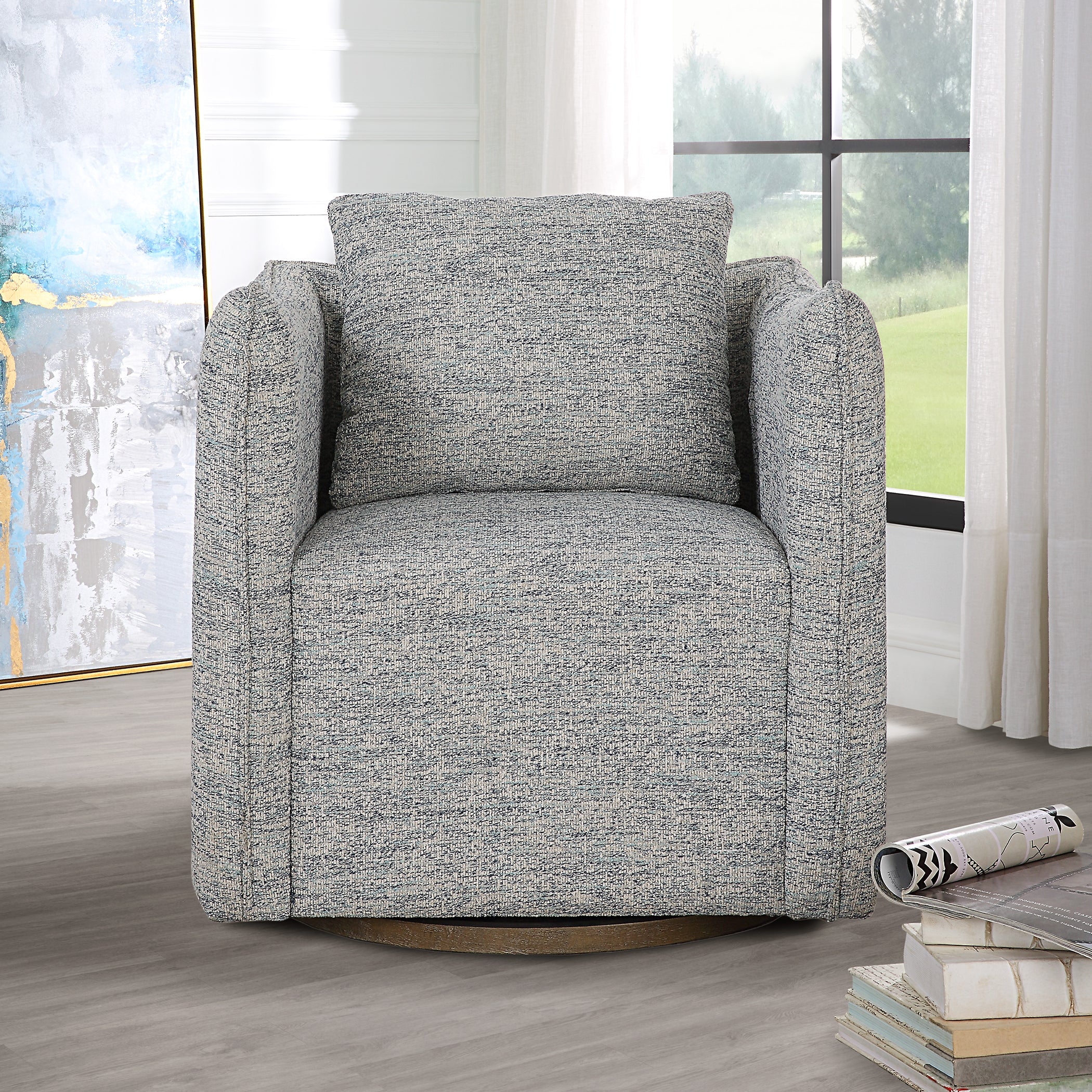 Corben Blue Swivel Chair - Image 3