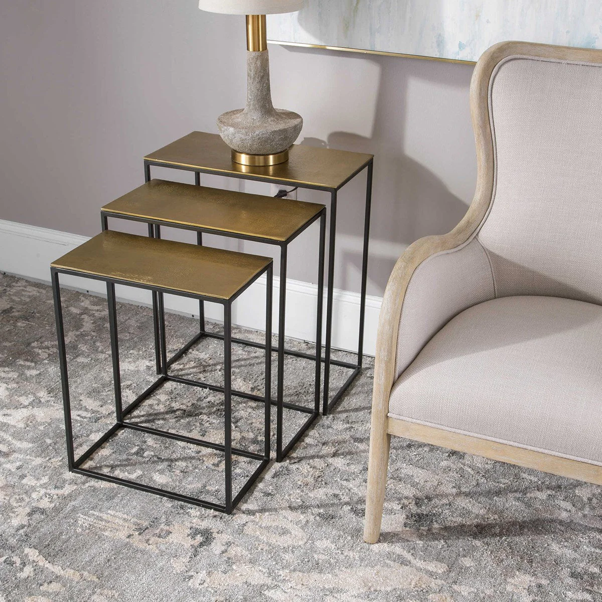 Coreene Nesting Tables S/3, Gold - Image 2