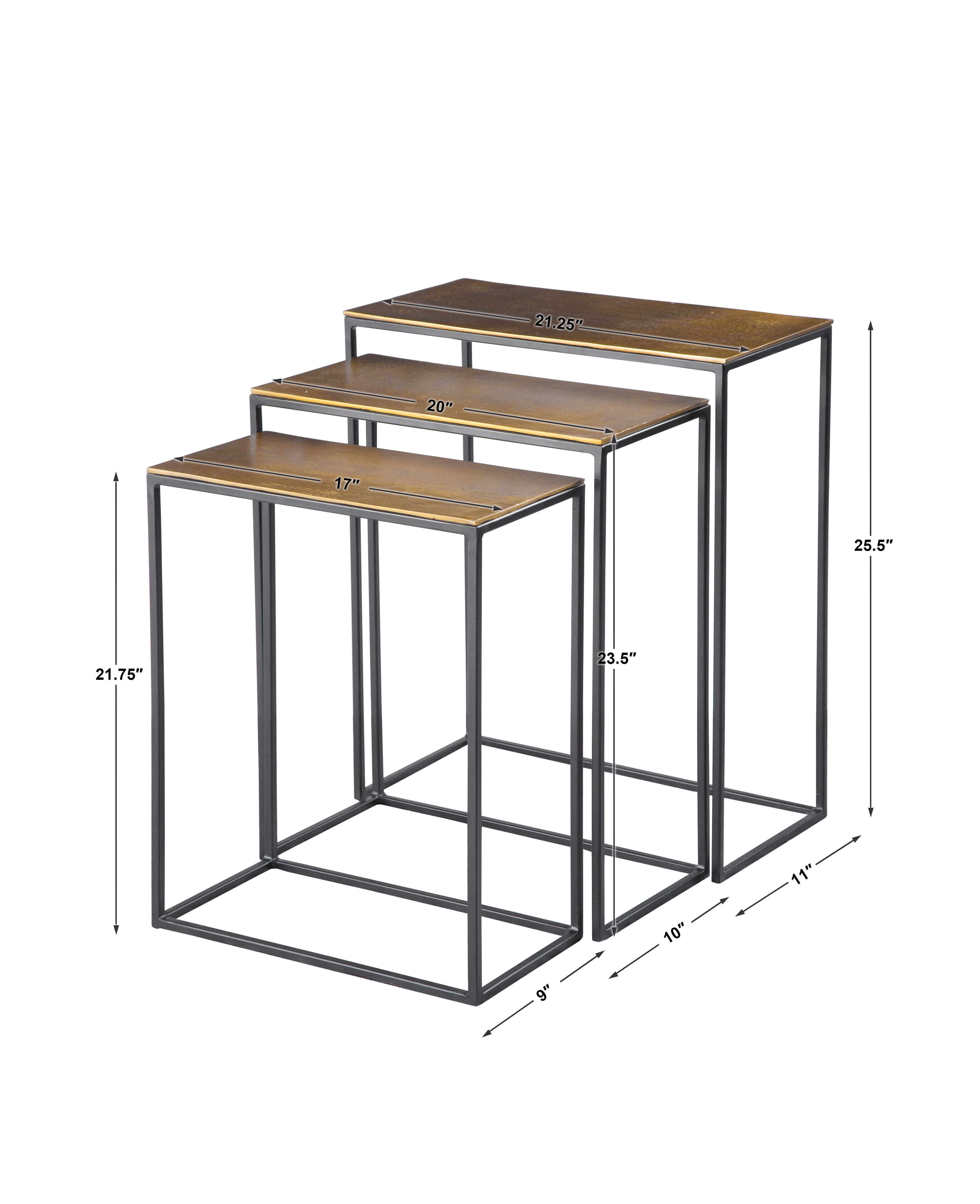 Coreene Nesting Tables S/3, Gold - Image 5