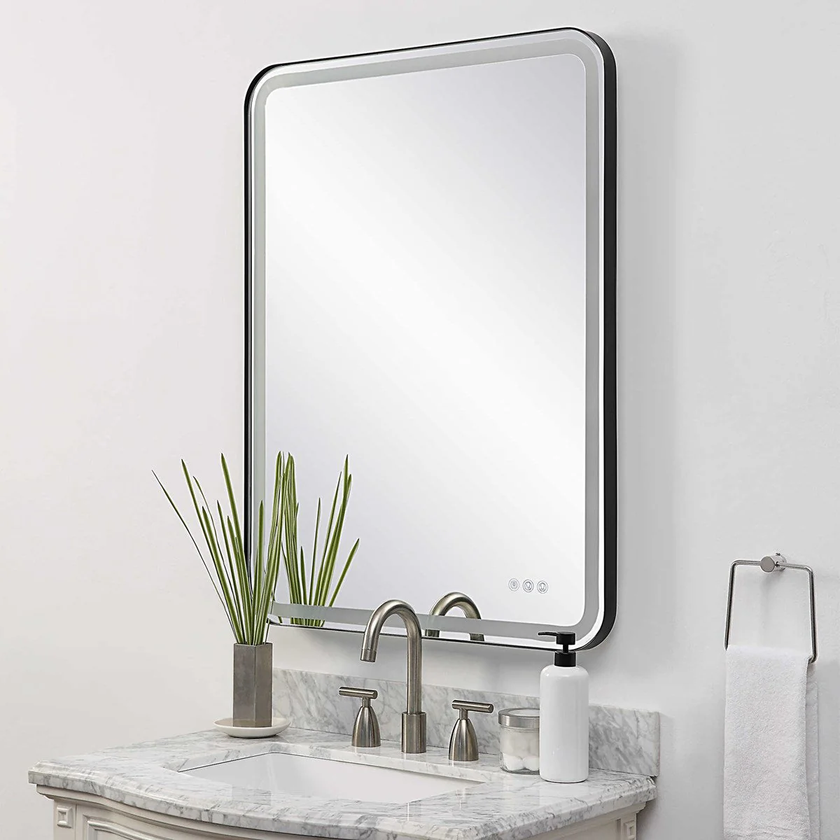 Crofton Lighted Large Mirror, Black - Image 2